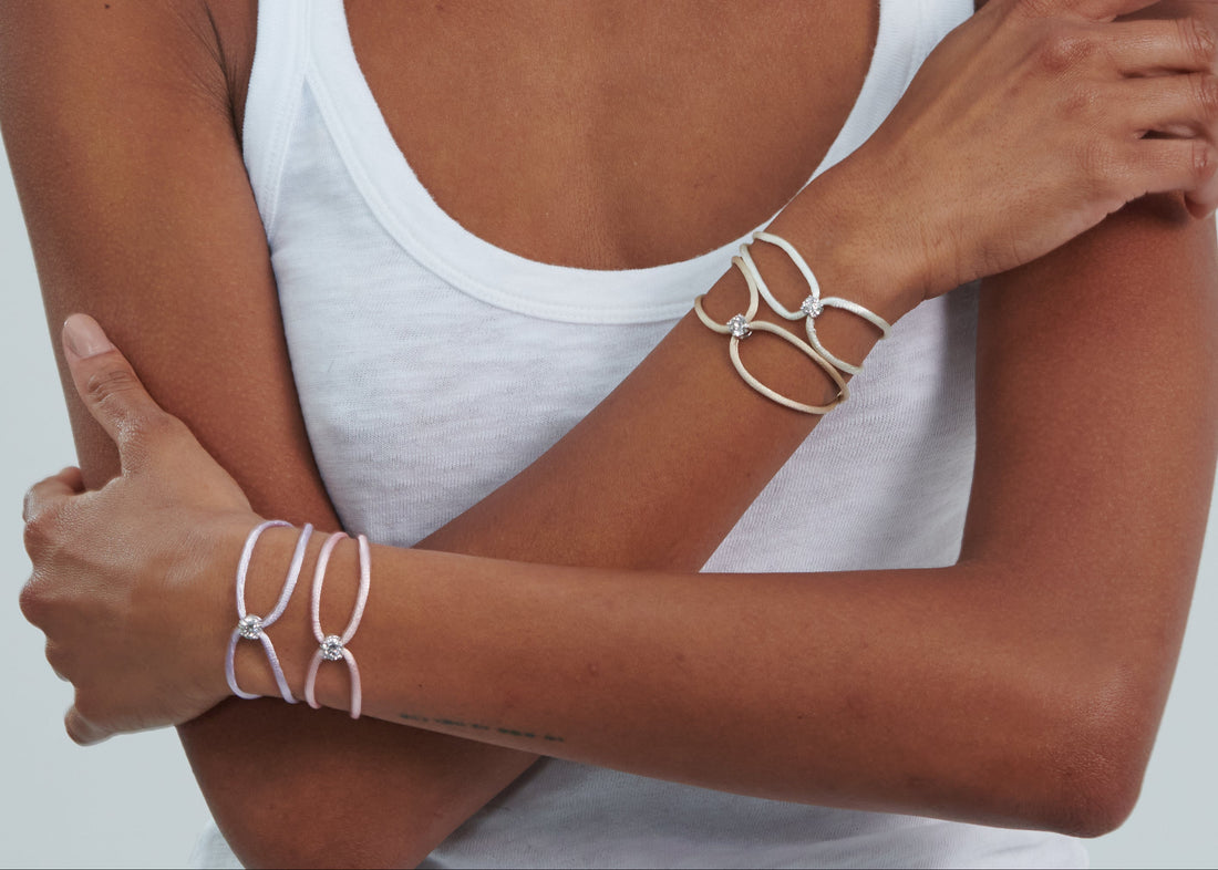 Bracelet Glowy - cordon champagne pastel