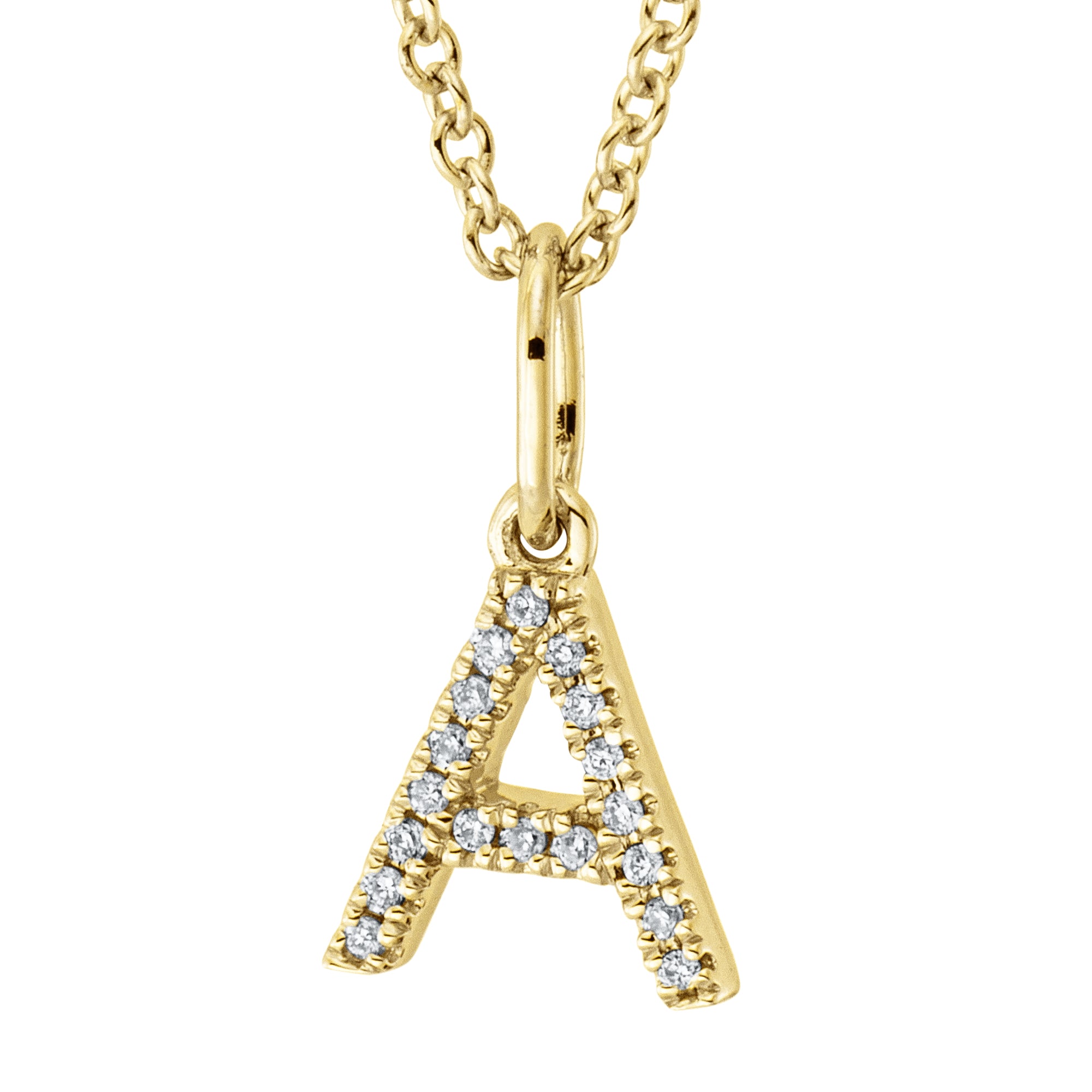 Collier pendentif serti de diamants - lettre A