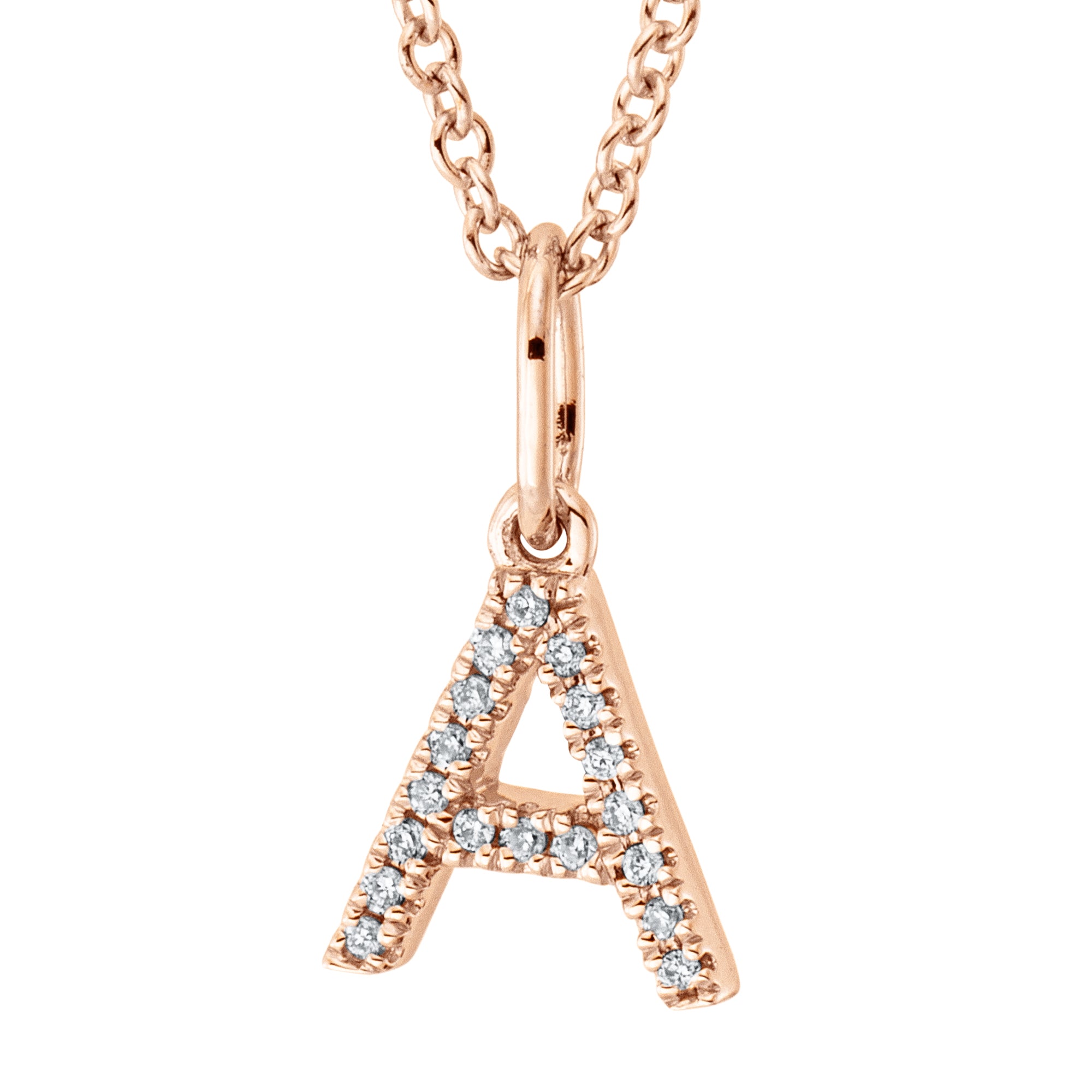Collier pendentif serti de diamants - lettre A