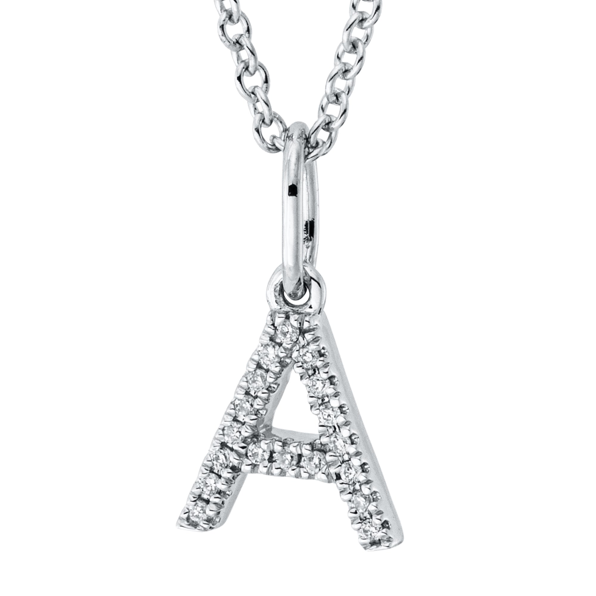 Collier pendentif serti de diamants - lettre A