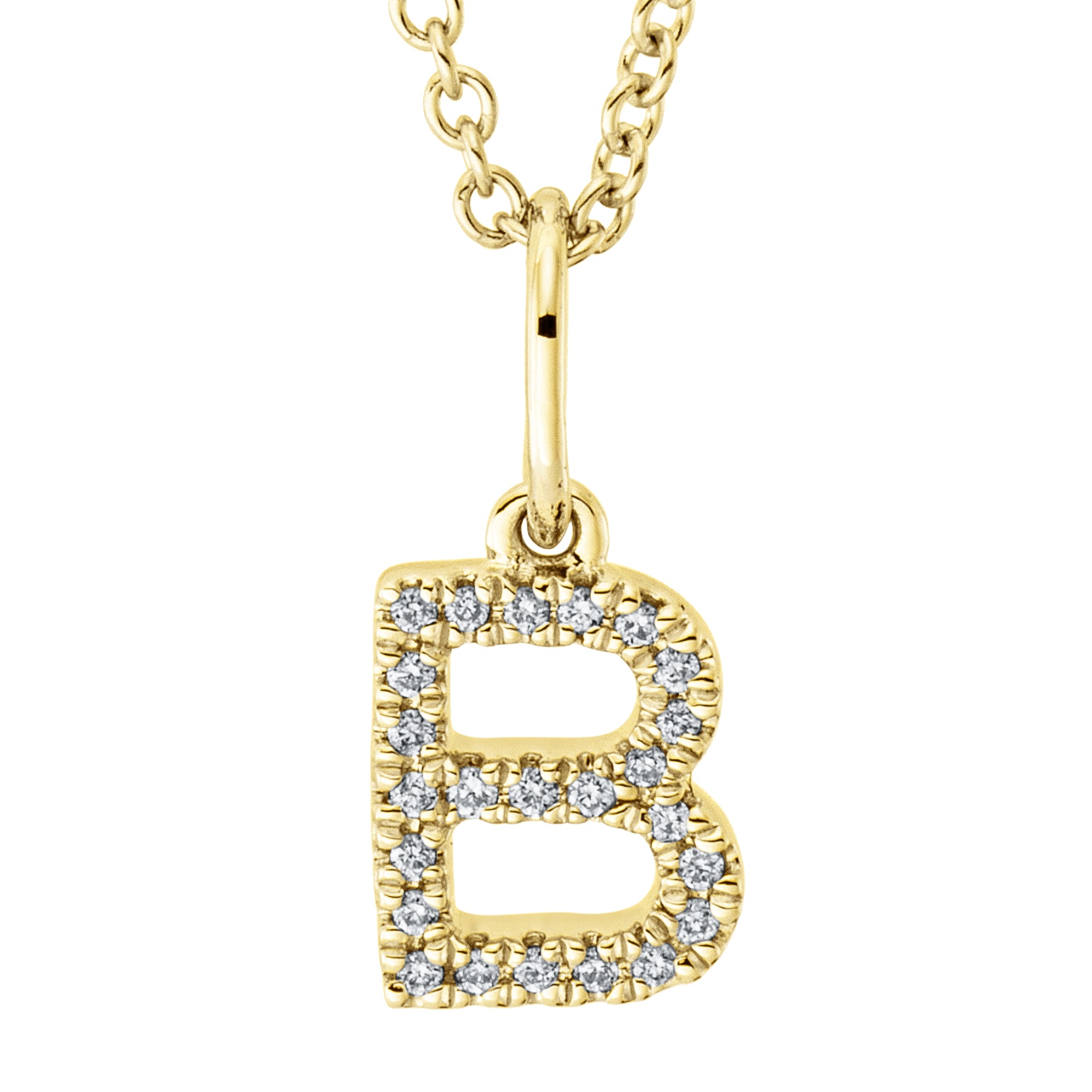 Collier pendentif serti de diamants - lettre B