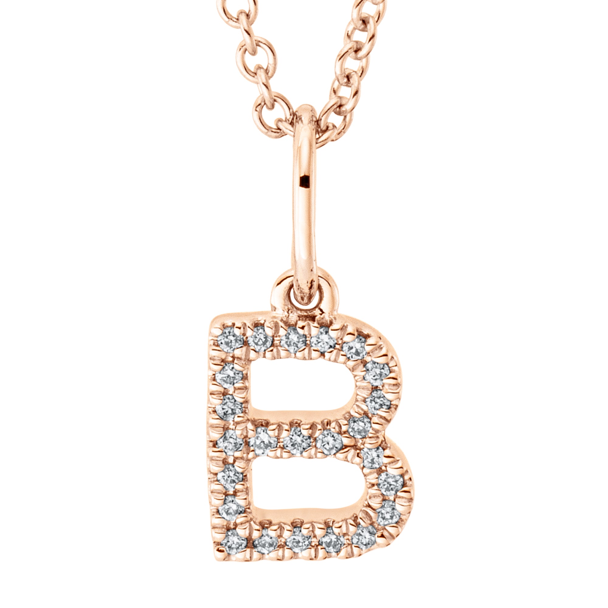 Collier pendentif serti de diamants - lettre B