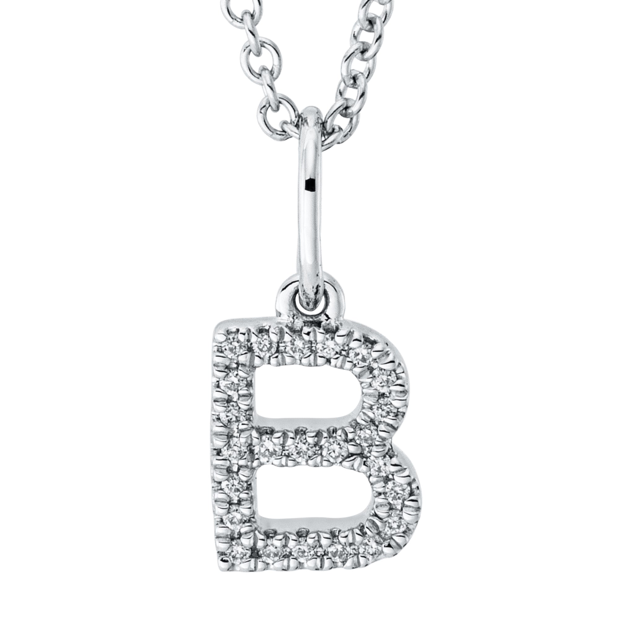 Collier pendentif serti de diamants - lettre B