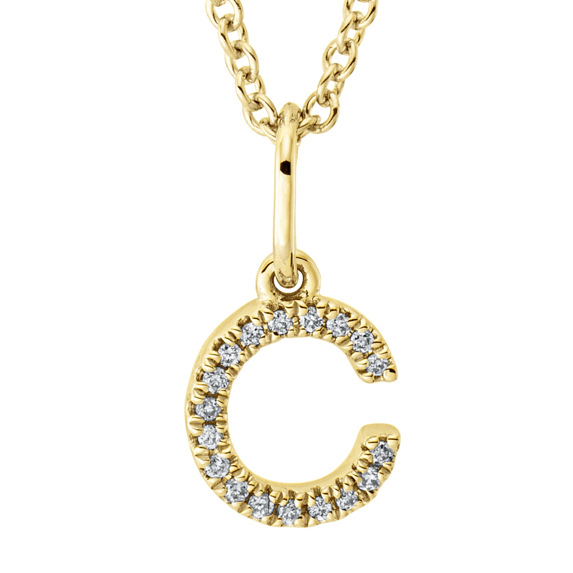 Collier pendentif serti de diamants - lettre C