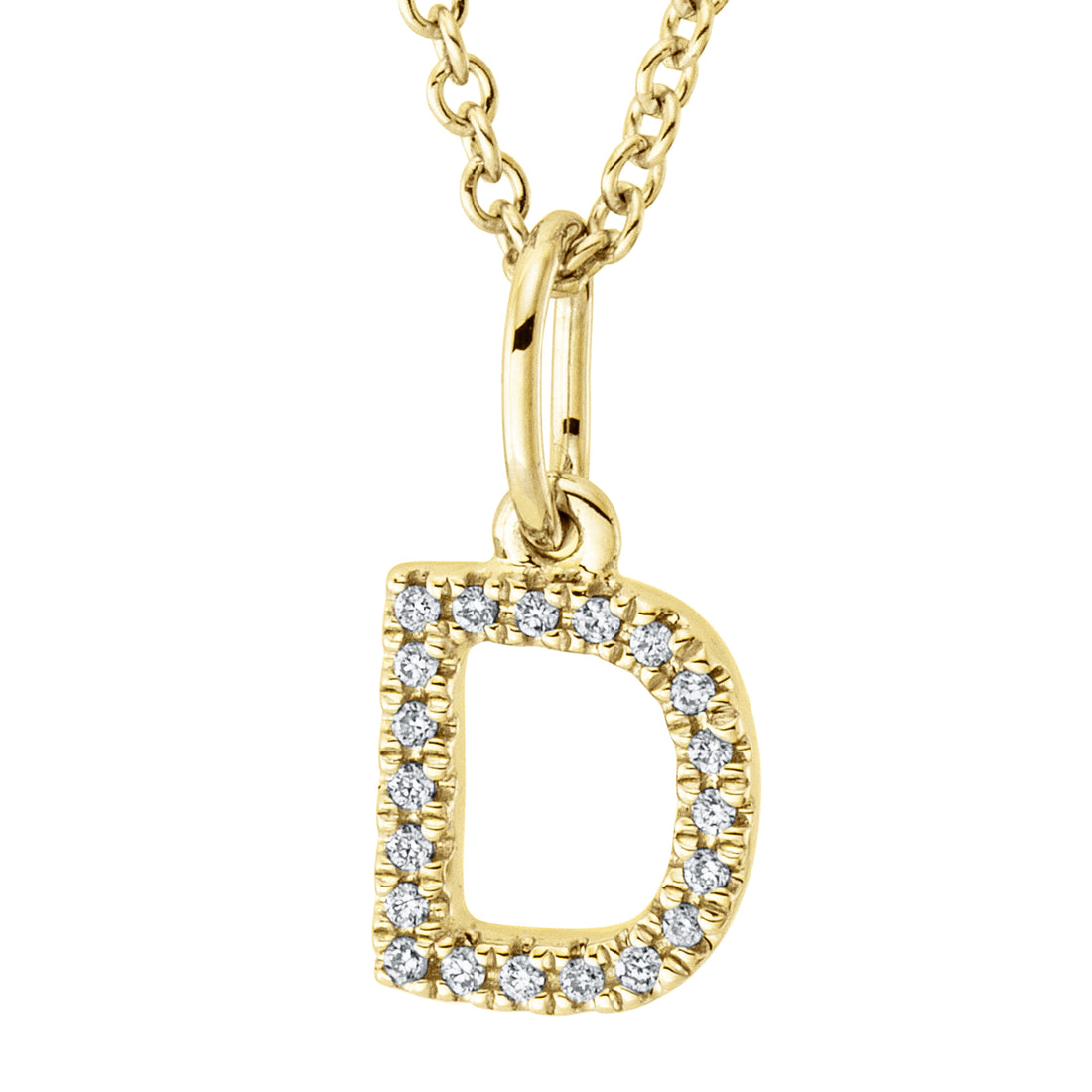 Collier pendentif serti de diamants - lettre D