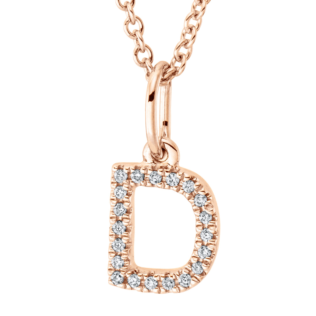 Collier pendentif serti de diamants - lettre D