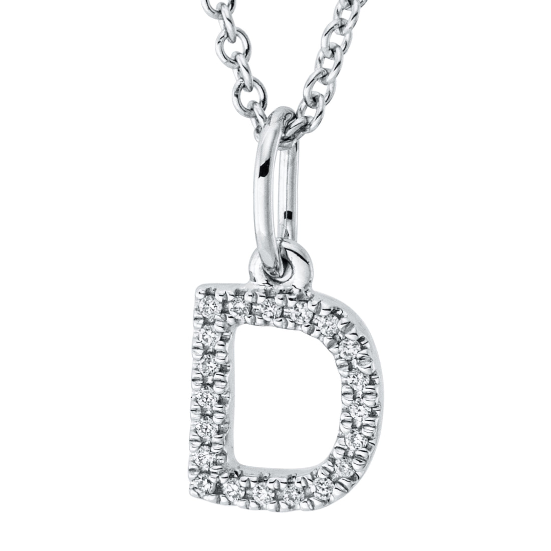 Collier pendentif serti de diamants - lettre D