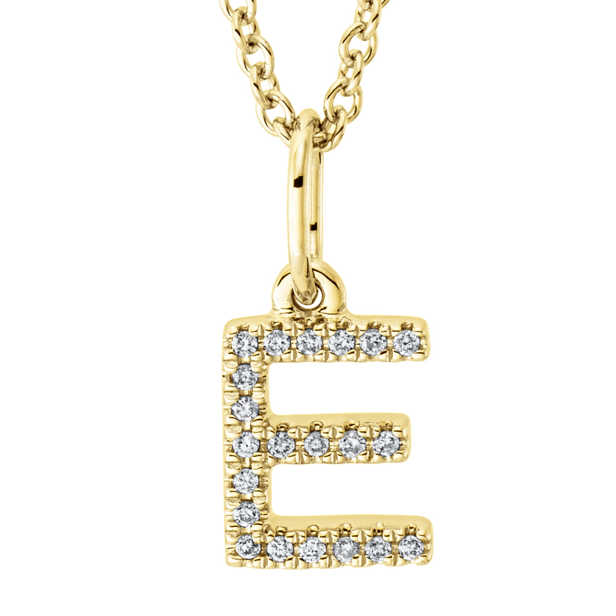 Collier pendentif serti de diamants - lettre E