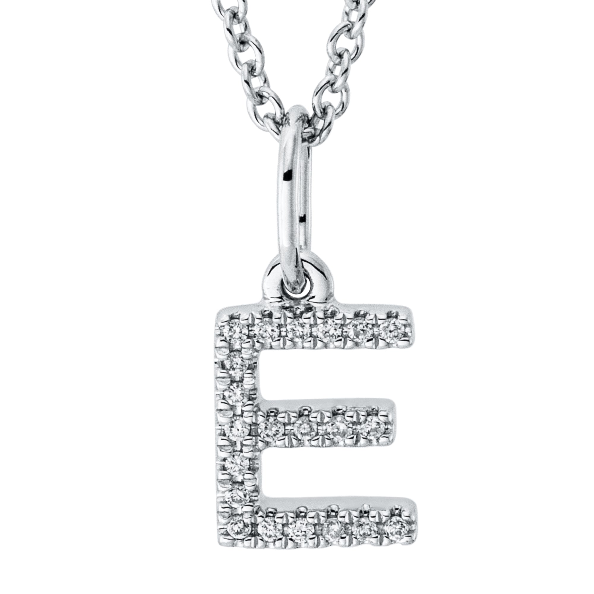 Collier pendentif serti de diamants - lettre E