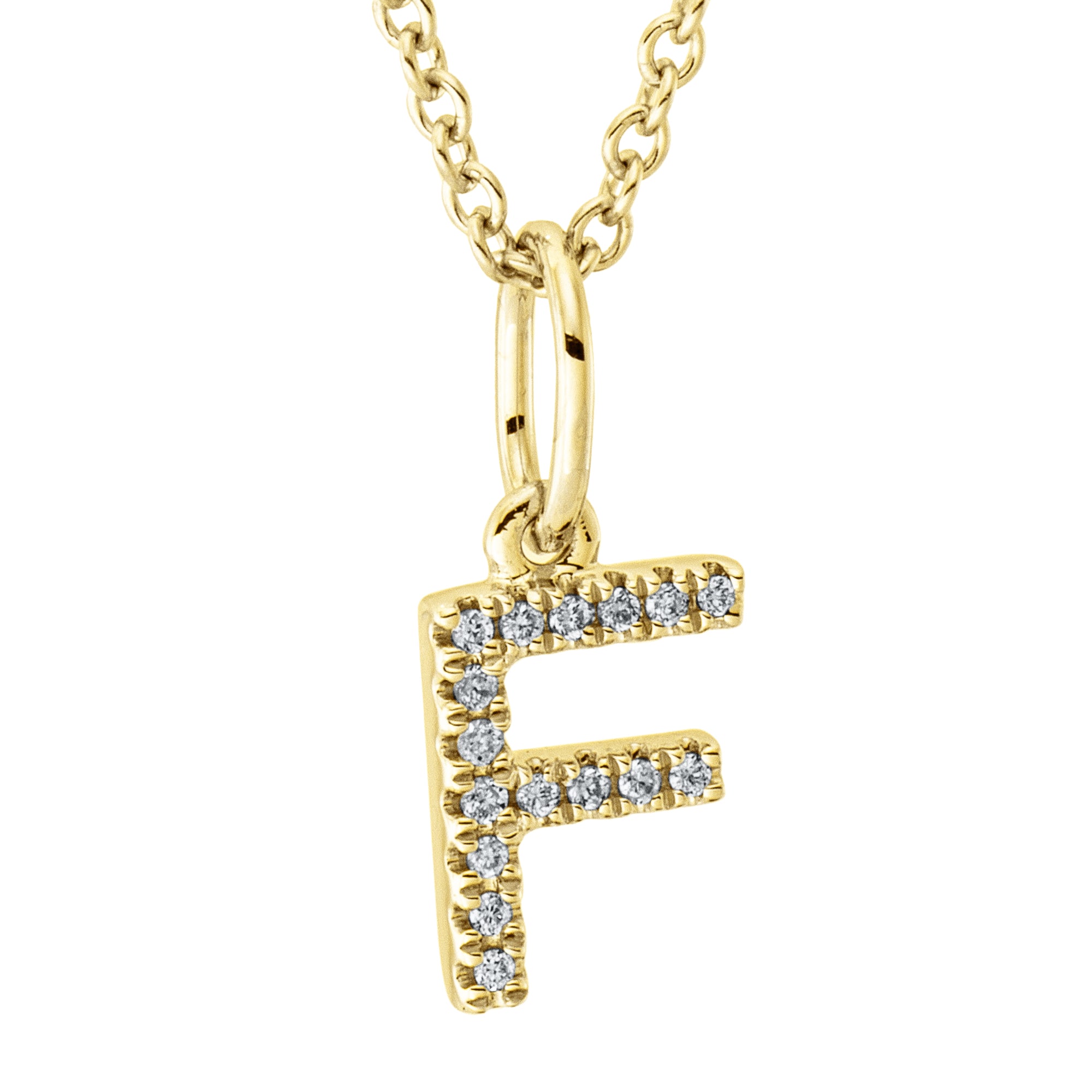 Collier pendentif serti de diamants - lettre F