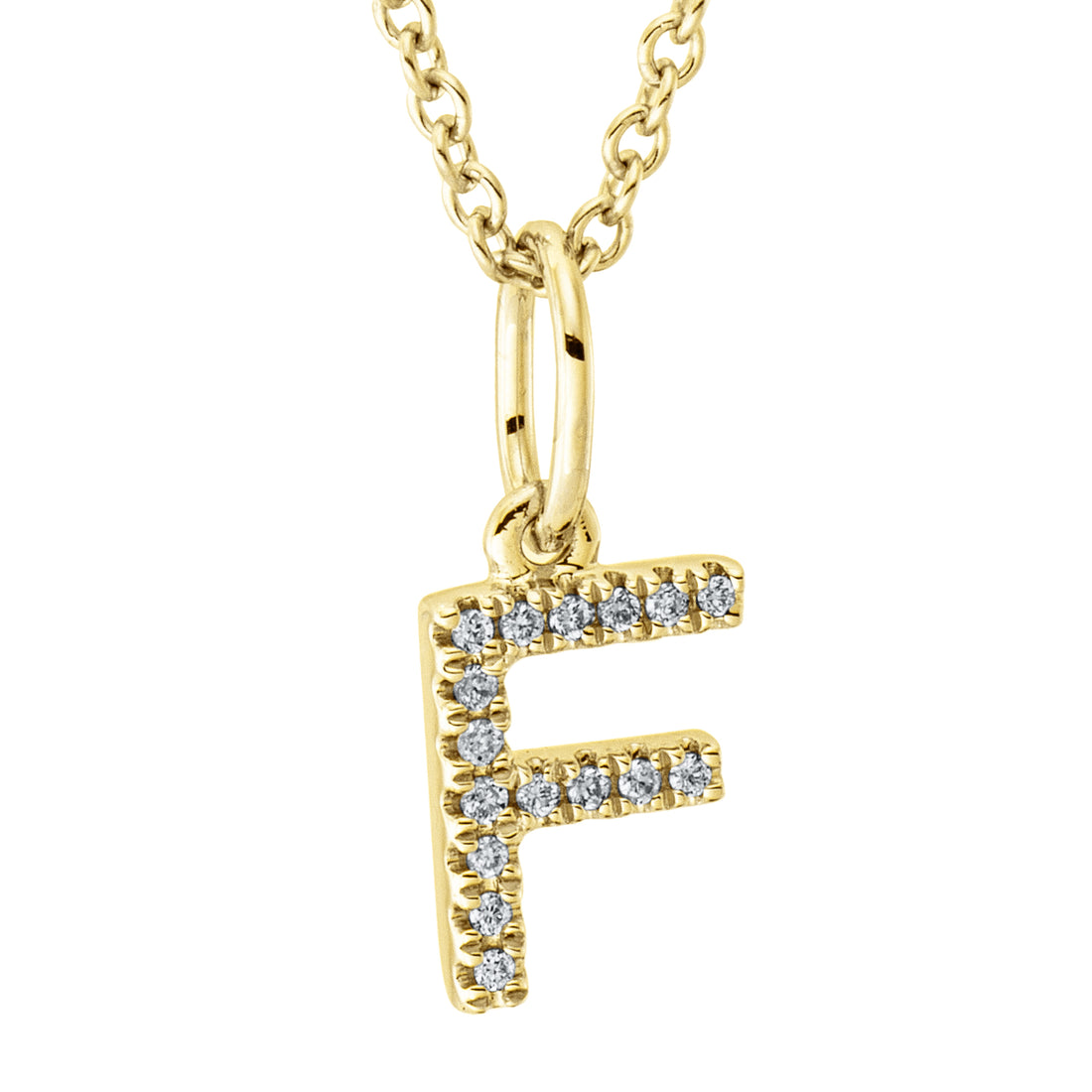 Collier pendentif serti de diamants - lettre F