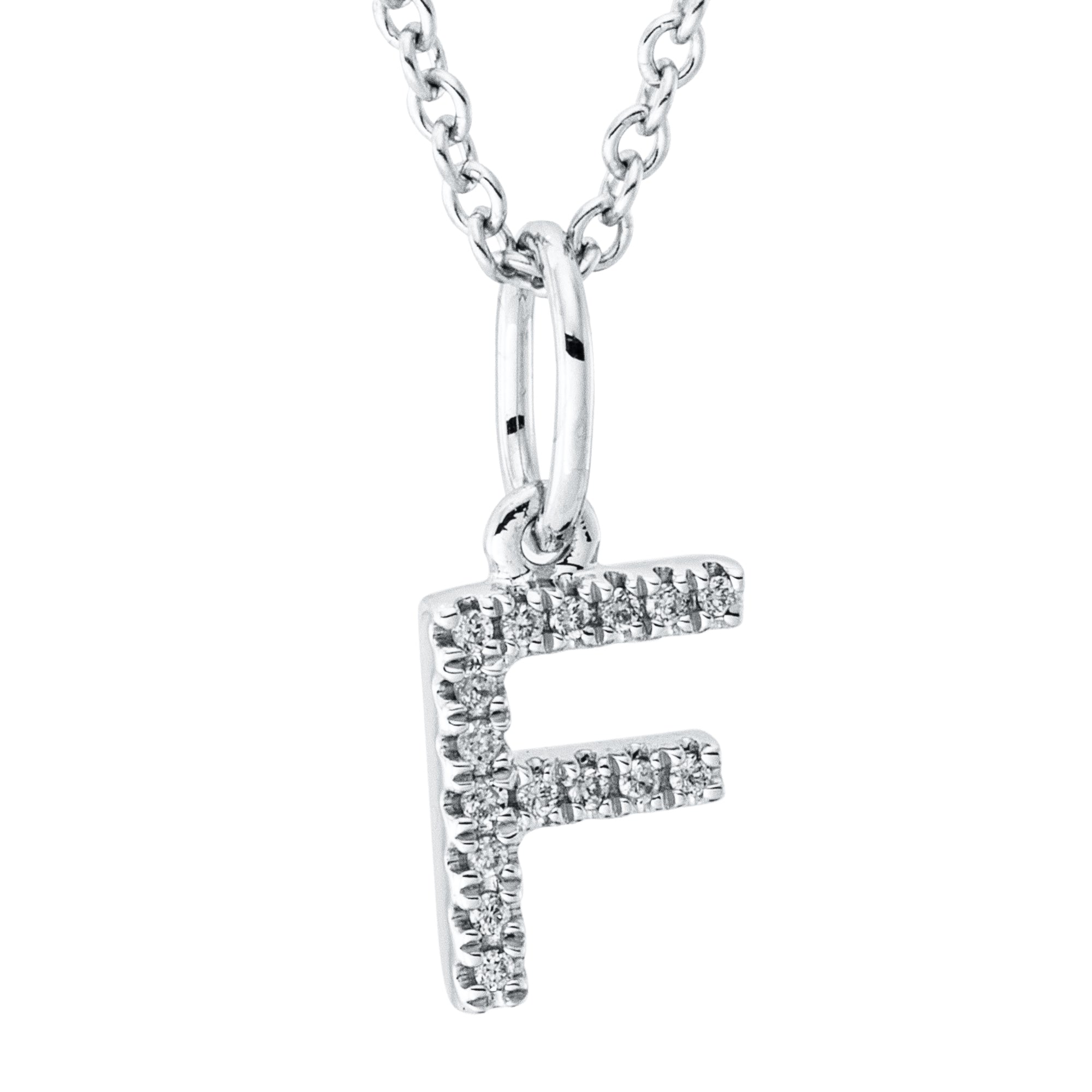 Collier pendentif serti de diamants - lettre F