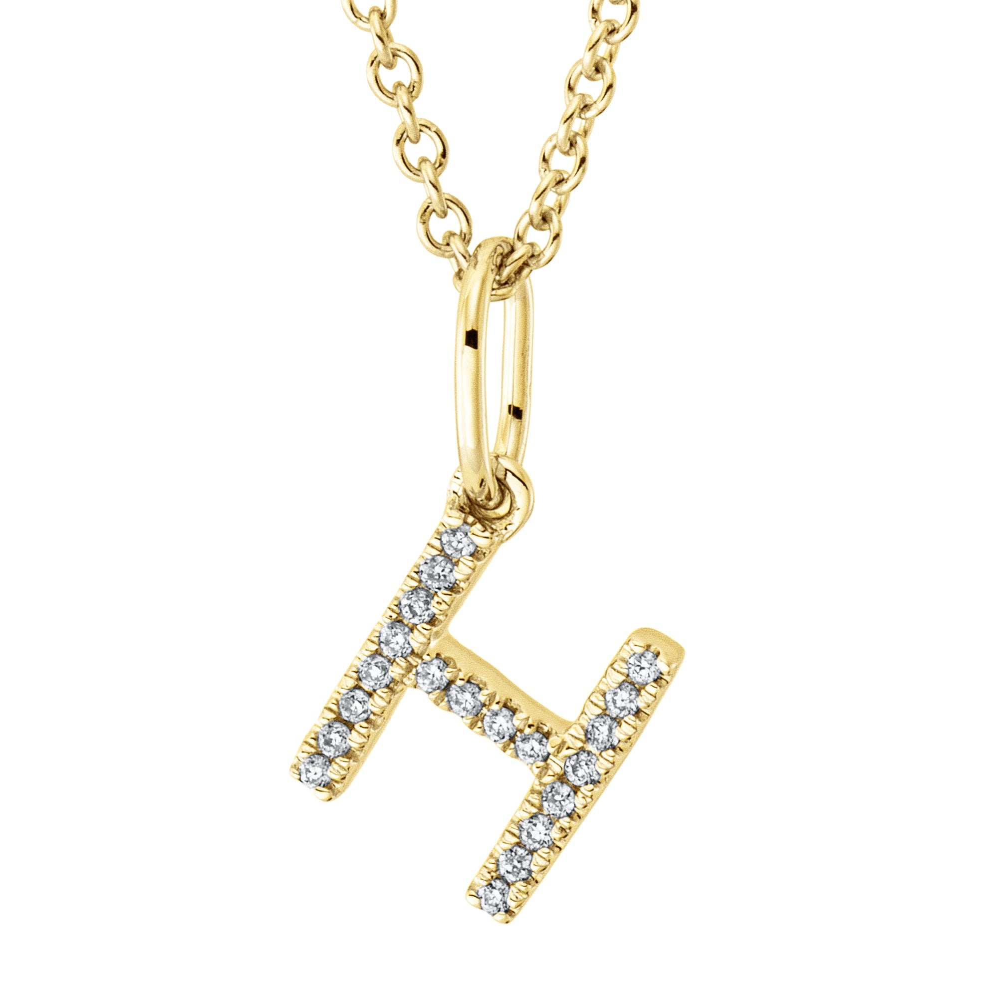 Collier pendentif serti de diamants - lettre H