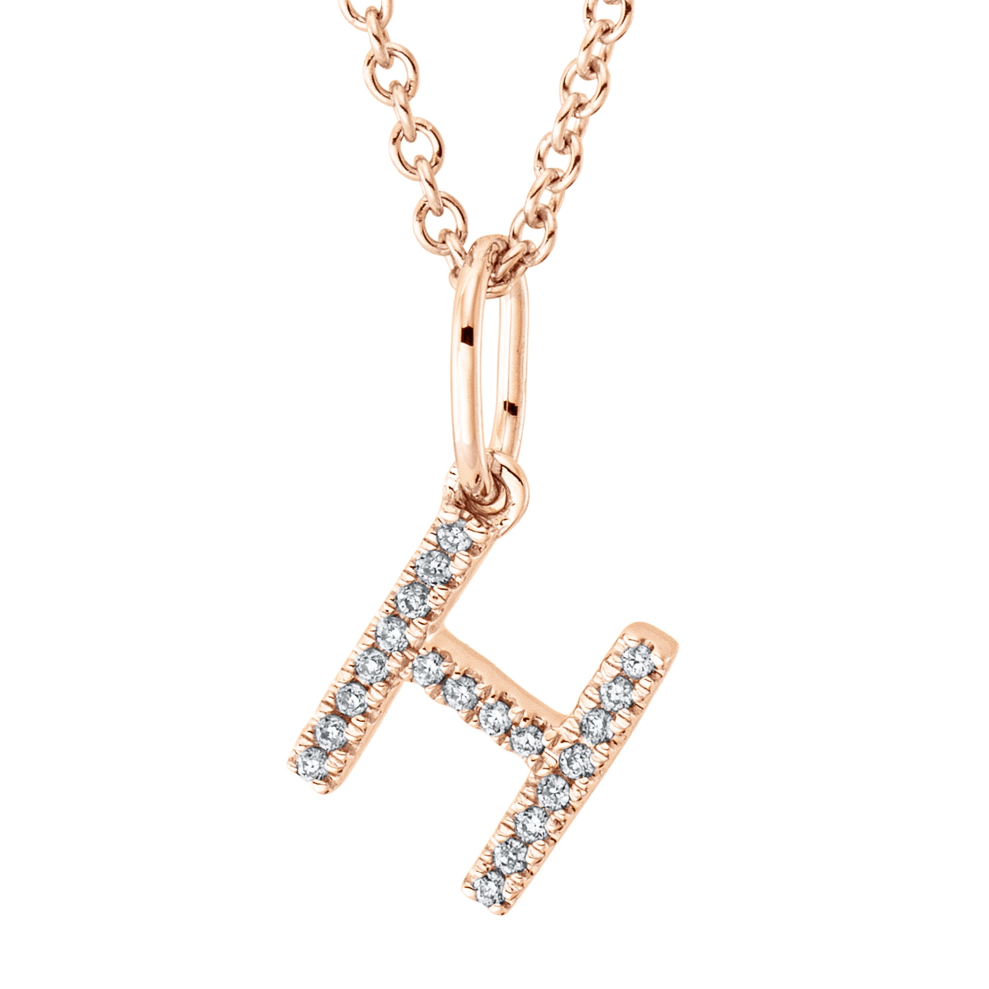 Collier pendentif serti de diamants - lettre H