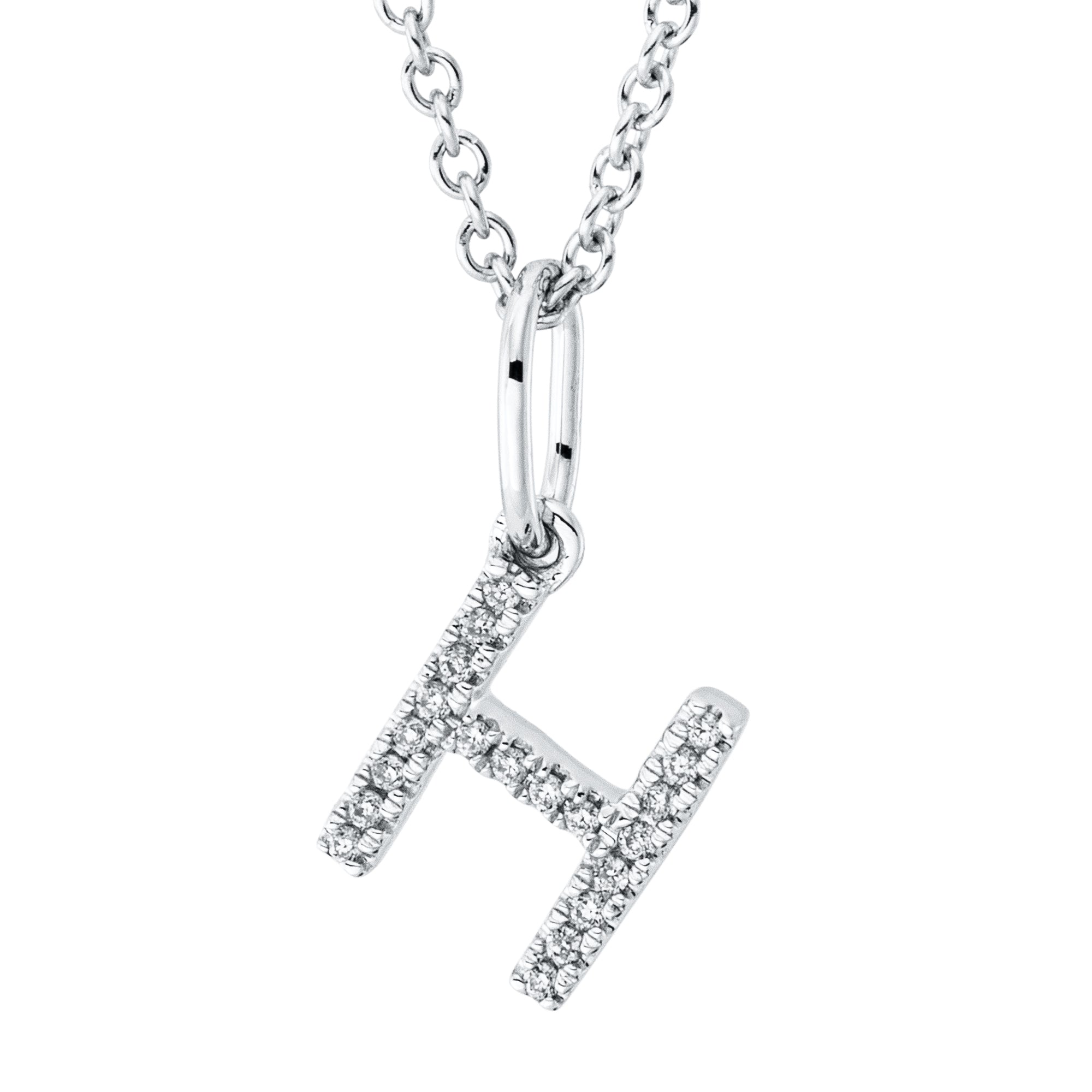 Collier pendentif serti de diamants - lettre H