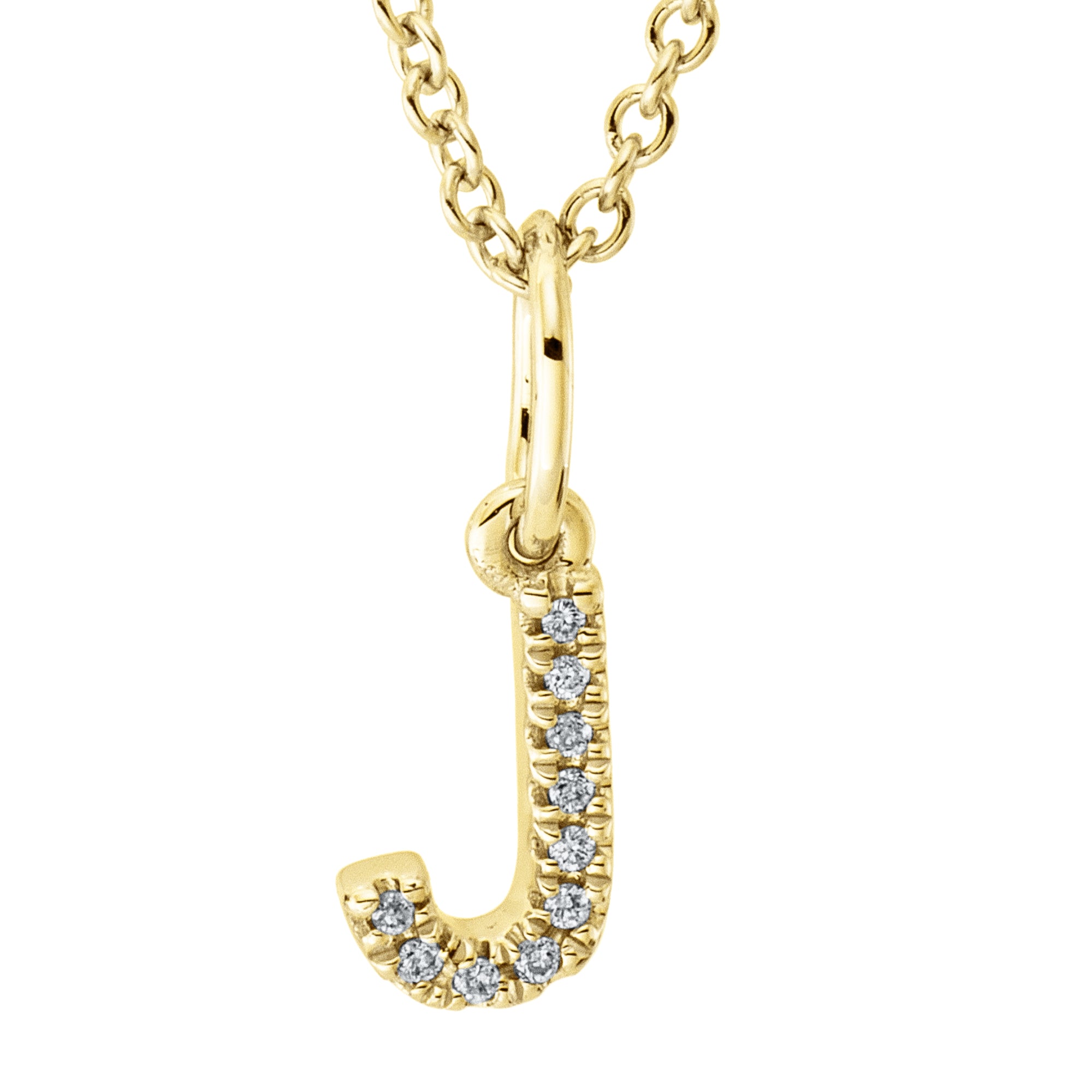 Collier pendentif serti de diamants - lettre J