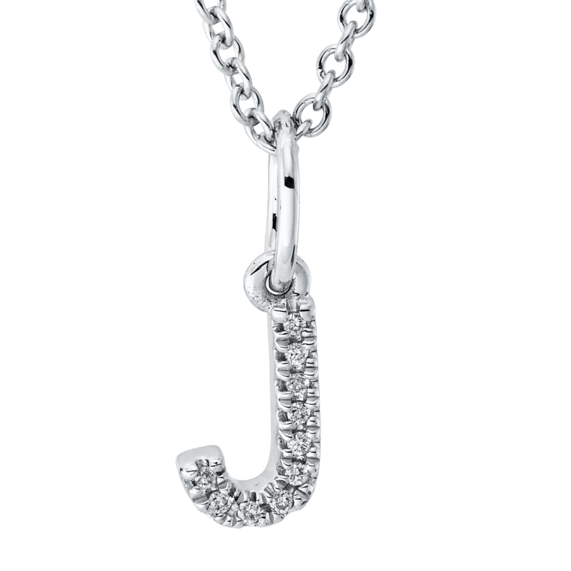 Collier pendentif serti de diamants - lettre J