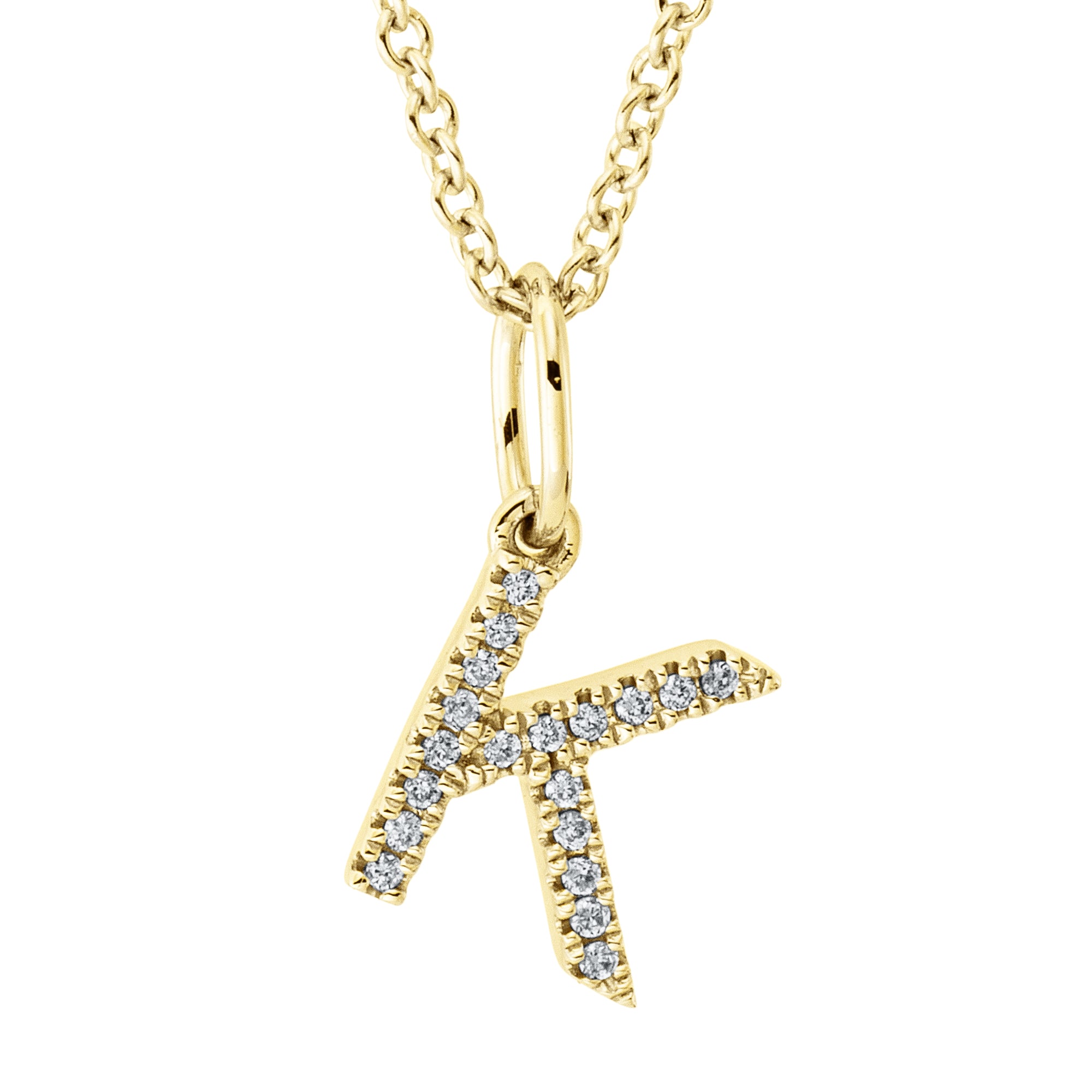 Collier pendentif serti de diamants - lettre K