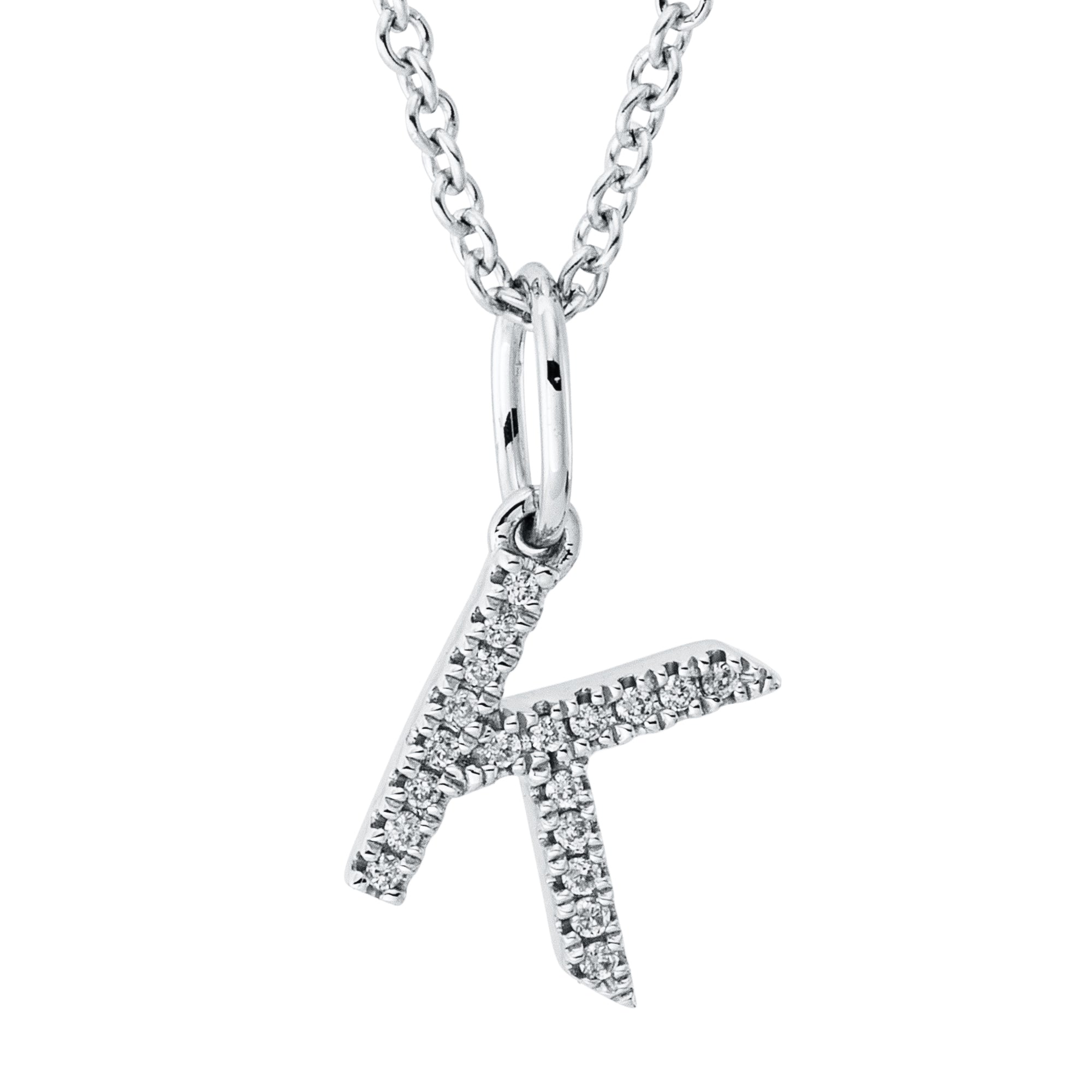 Collier pendentif serti de diamants - lettre K