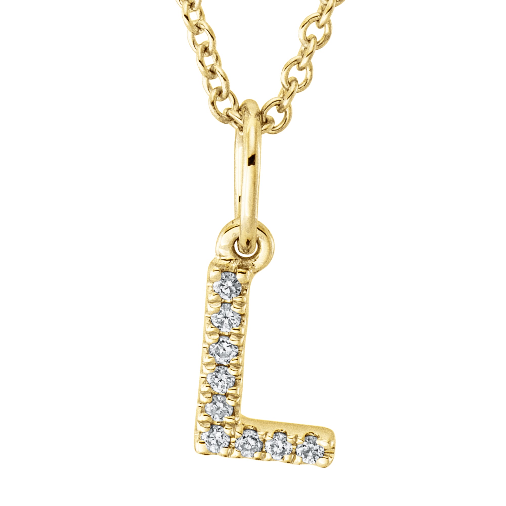Collier pendentif serti de diamants - lettre L