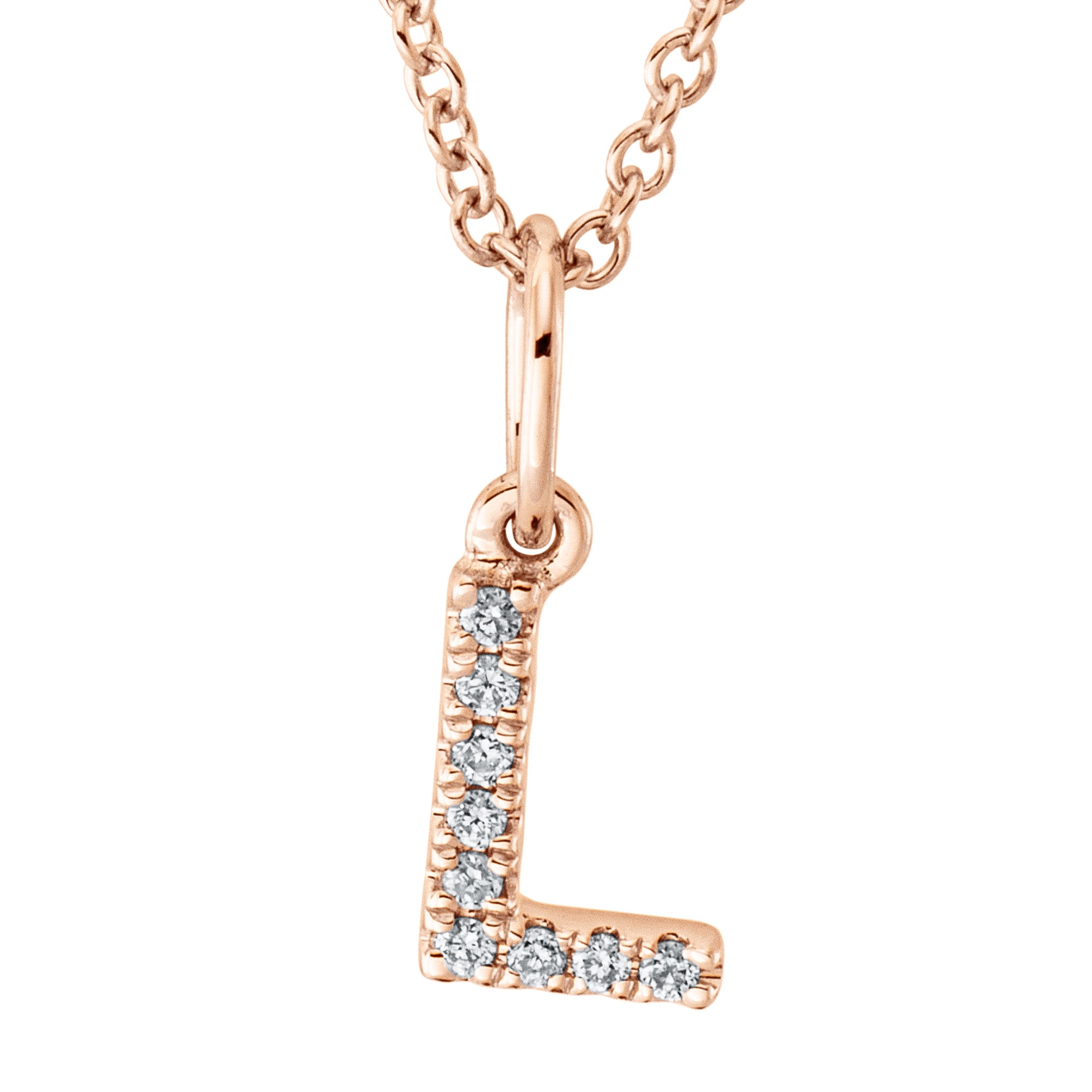 Collier pendentif serti de diamants - lettre L
