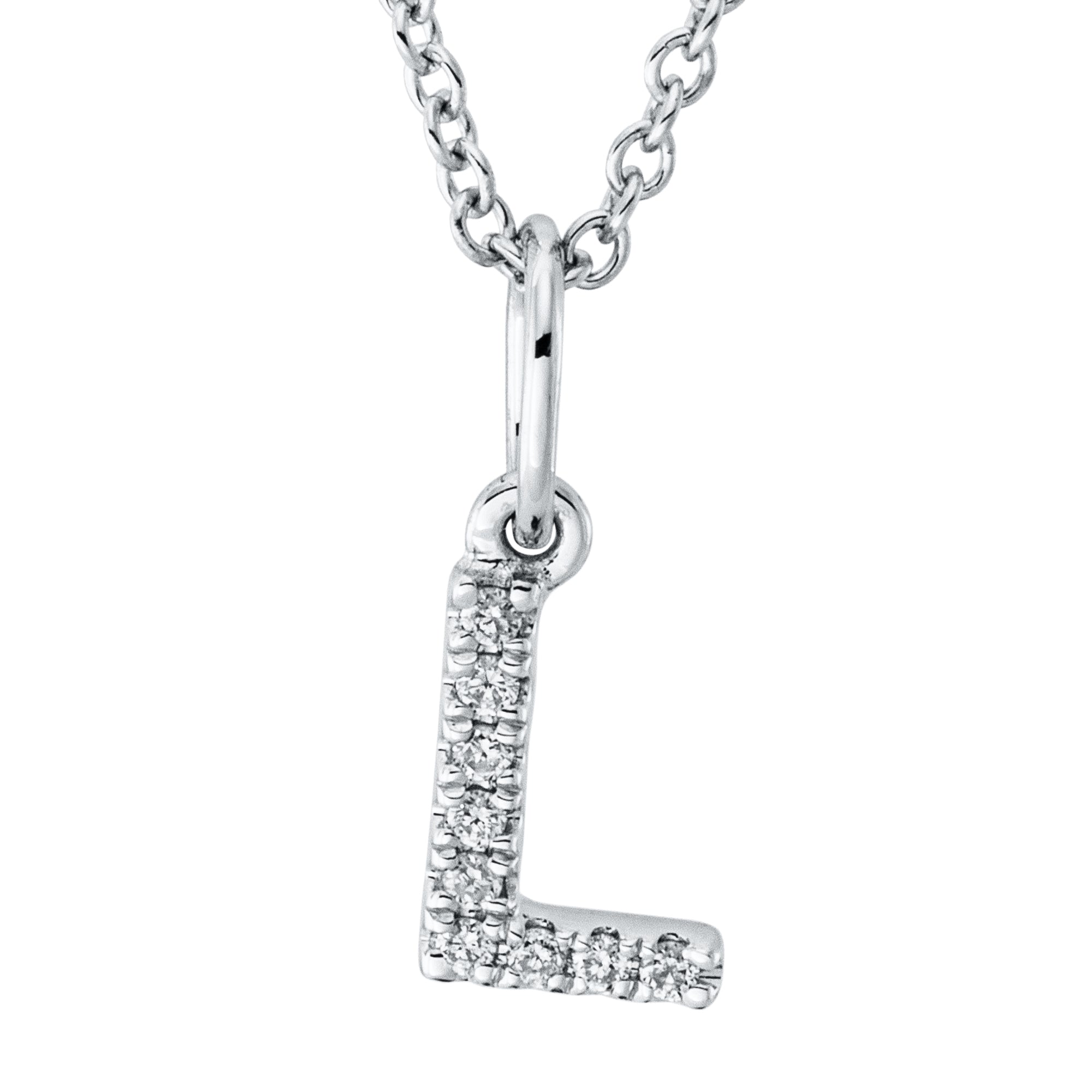 Collier pendentif serti de diamants - lettre L