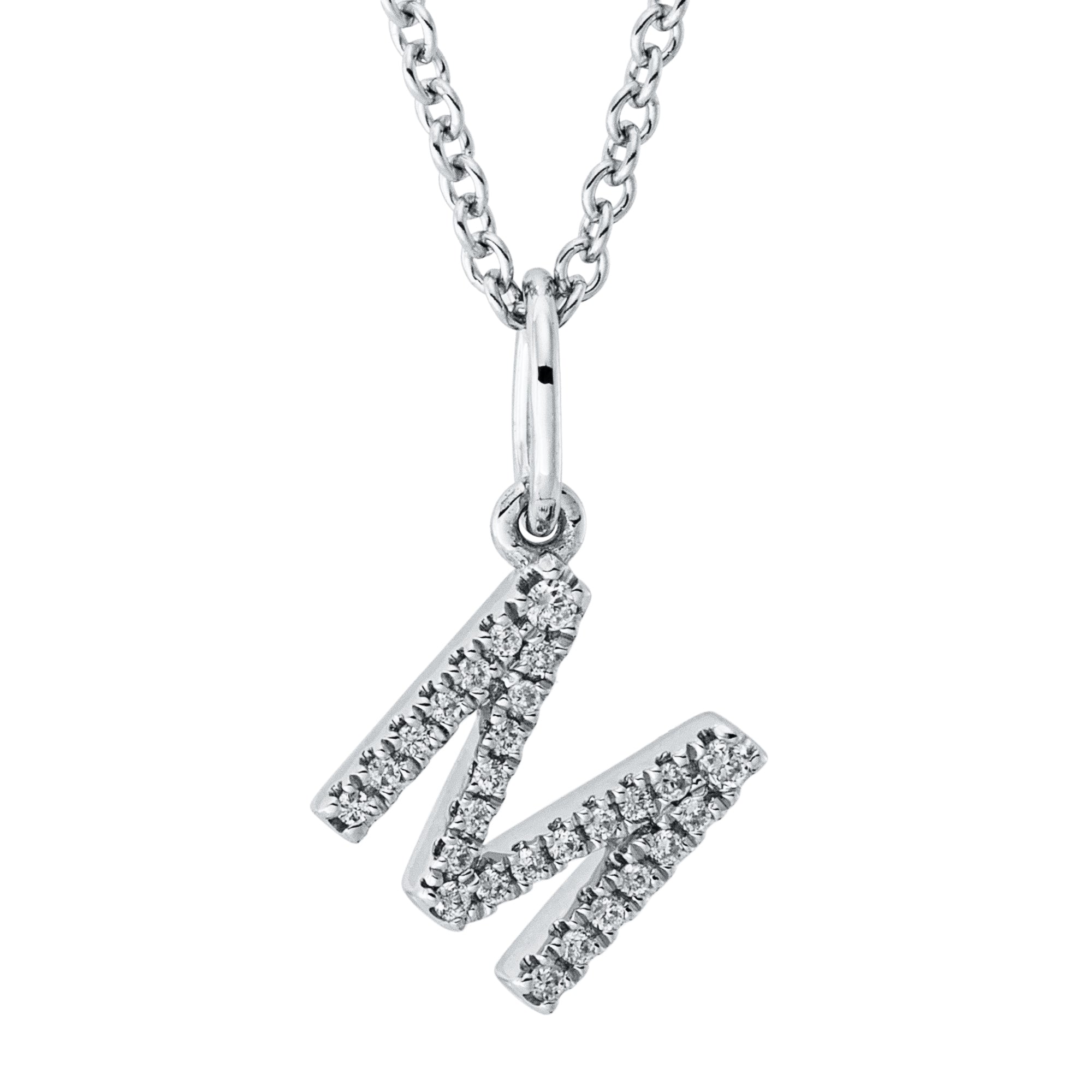 Collier pendentif serti de diamants - lettre M