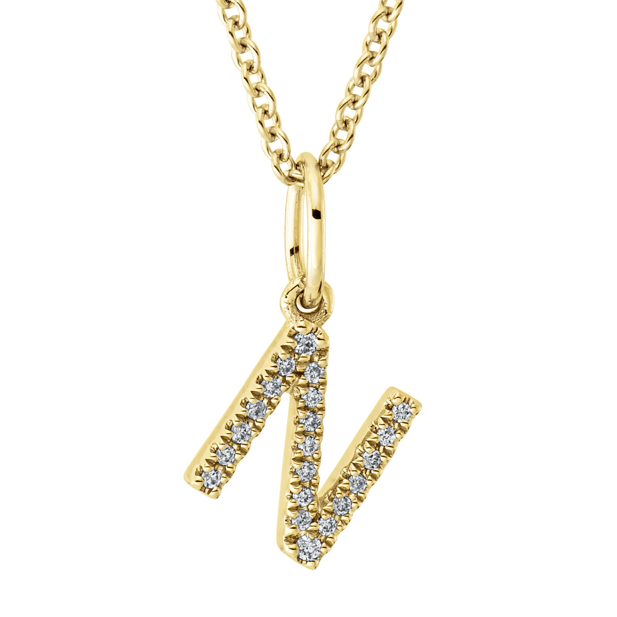 Collier pendentif serti de diamants - lettre N