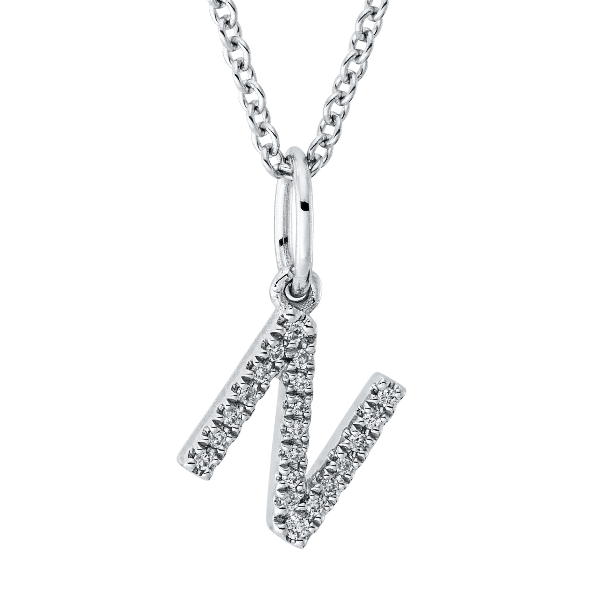 Collier pendentif serti de diamants - lettre N