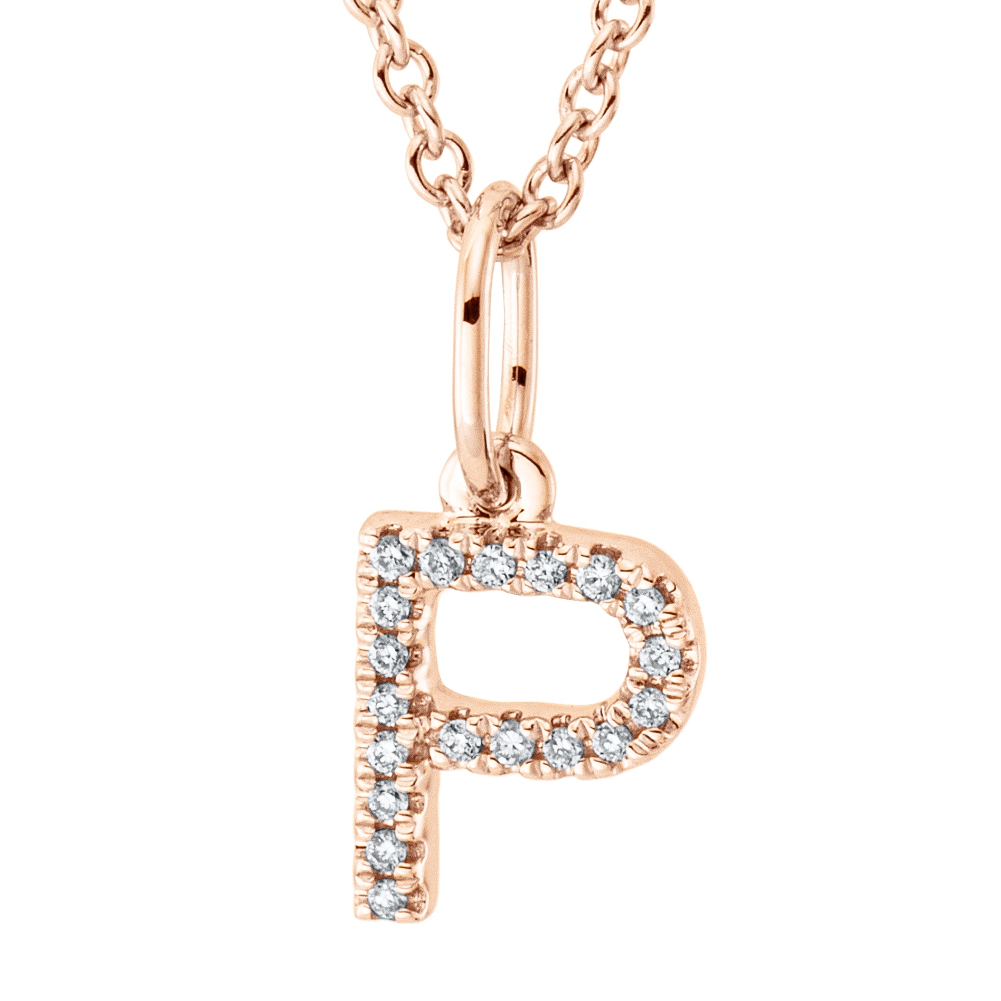 Collier pendentif serti de diamants - lettre P