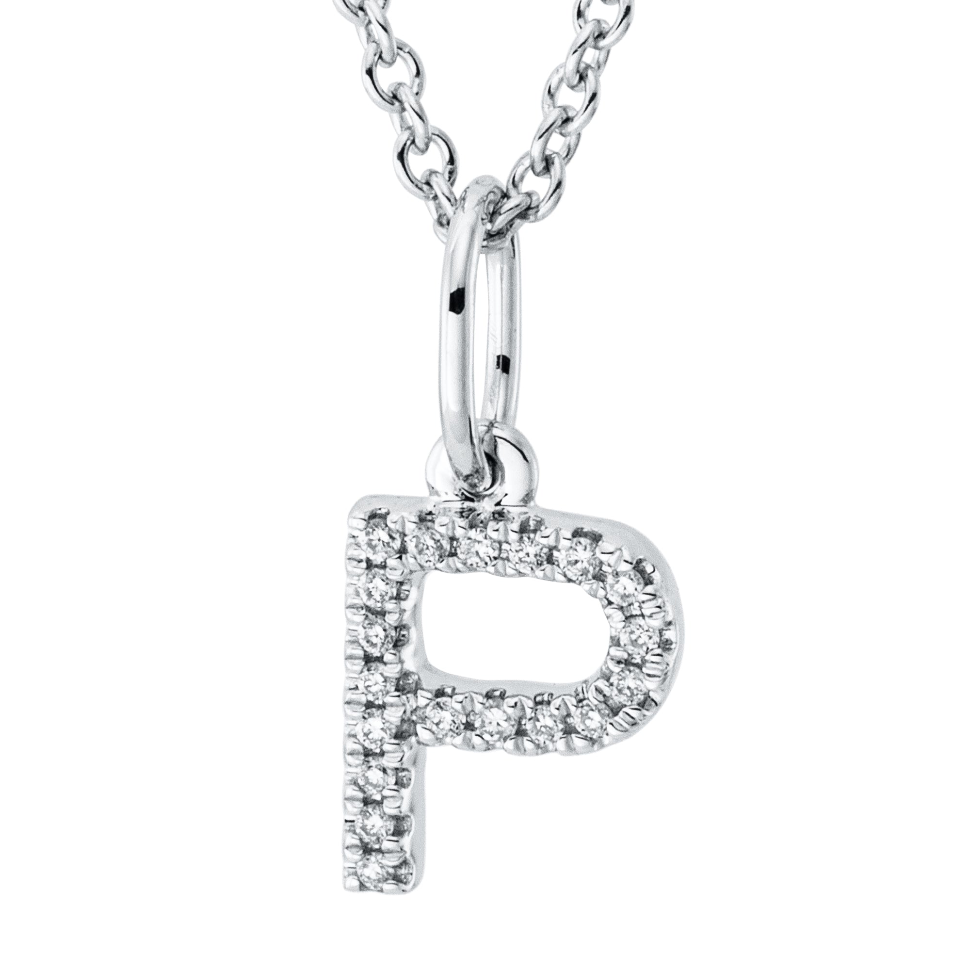 Collier pendentif serti de diamants - lettre P