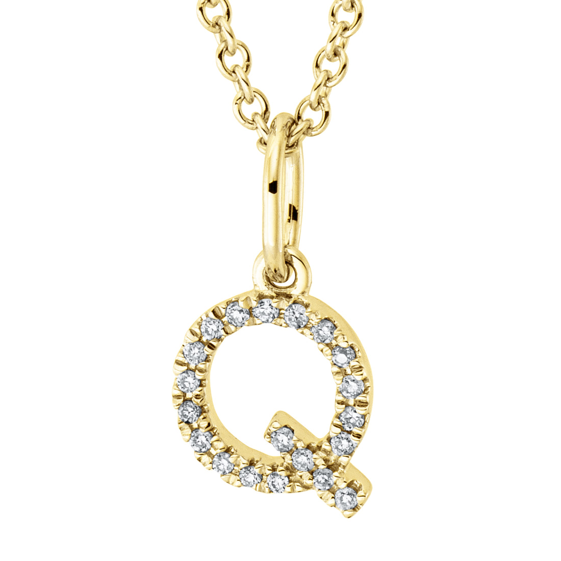 Collier pendentif serti de diamants - lettre Q