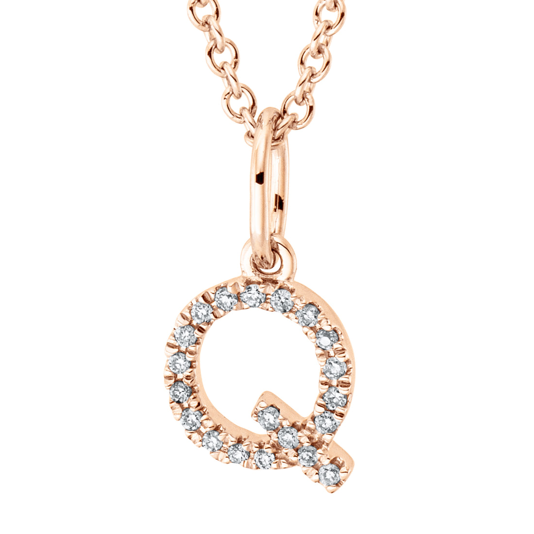 Collier pendentif serti de diamants - lettre Q