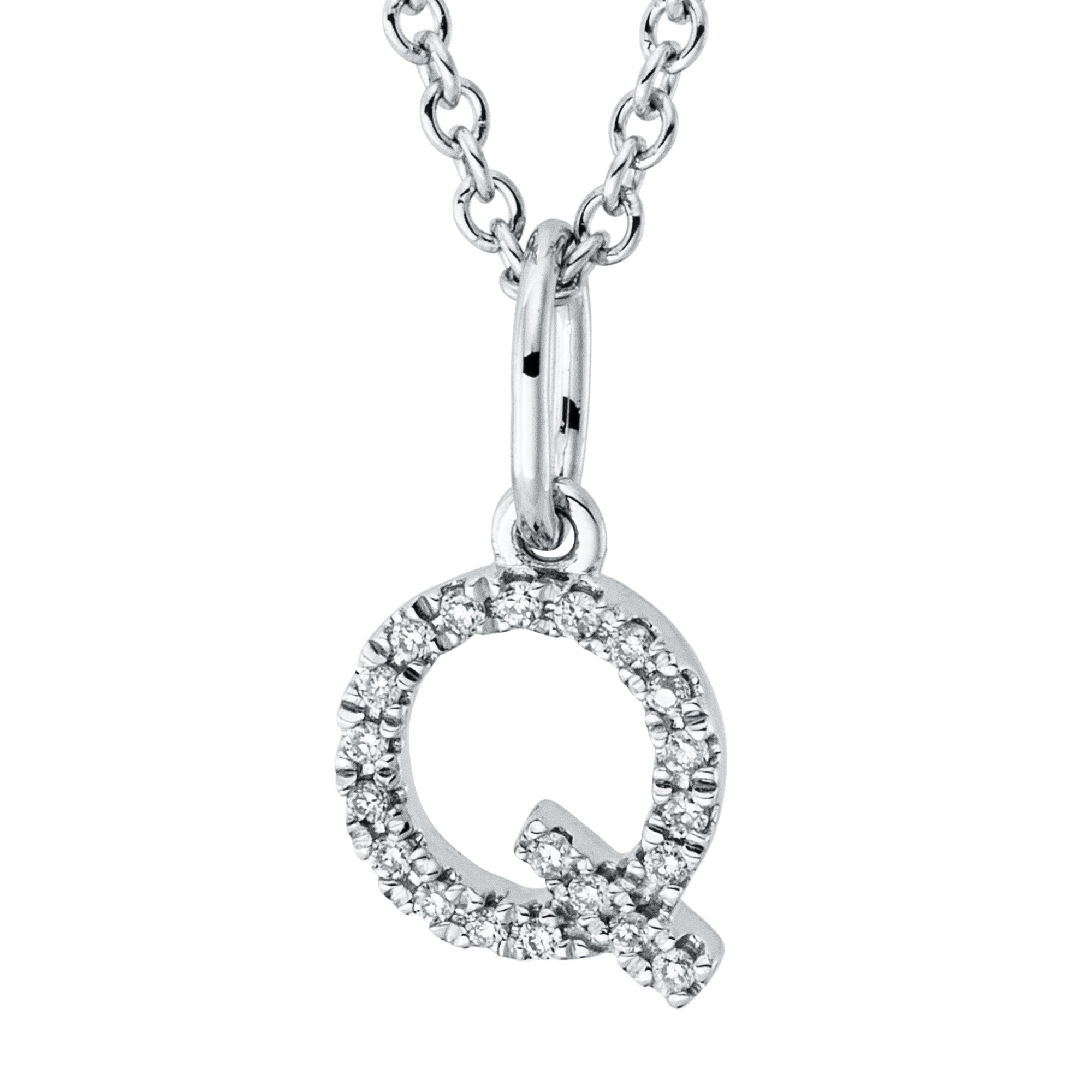 Collier pendentif serti de diamants - lettre Q