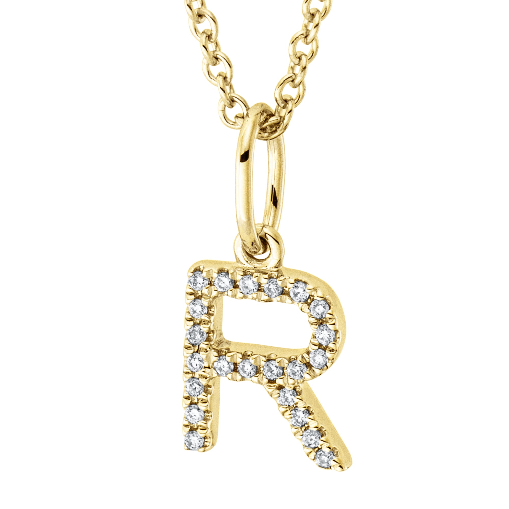 Collier pendentif serti de diamants - lettre R