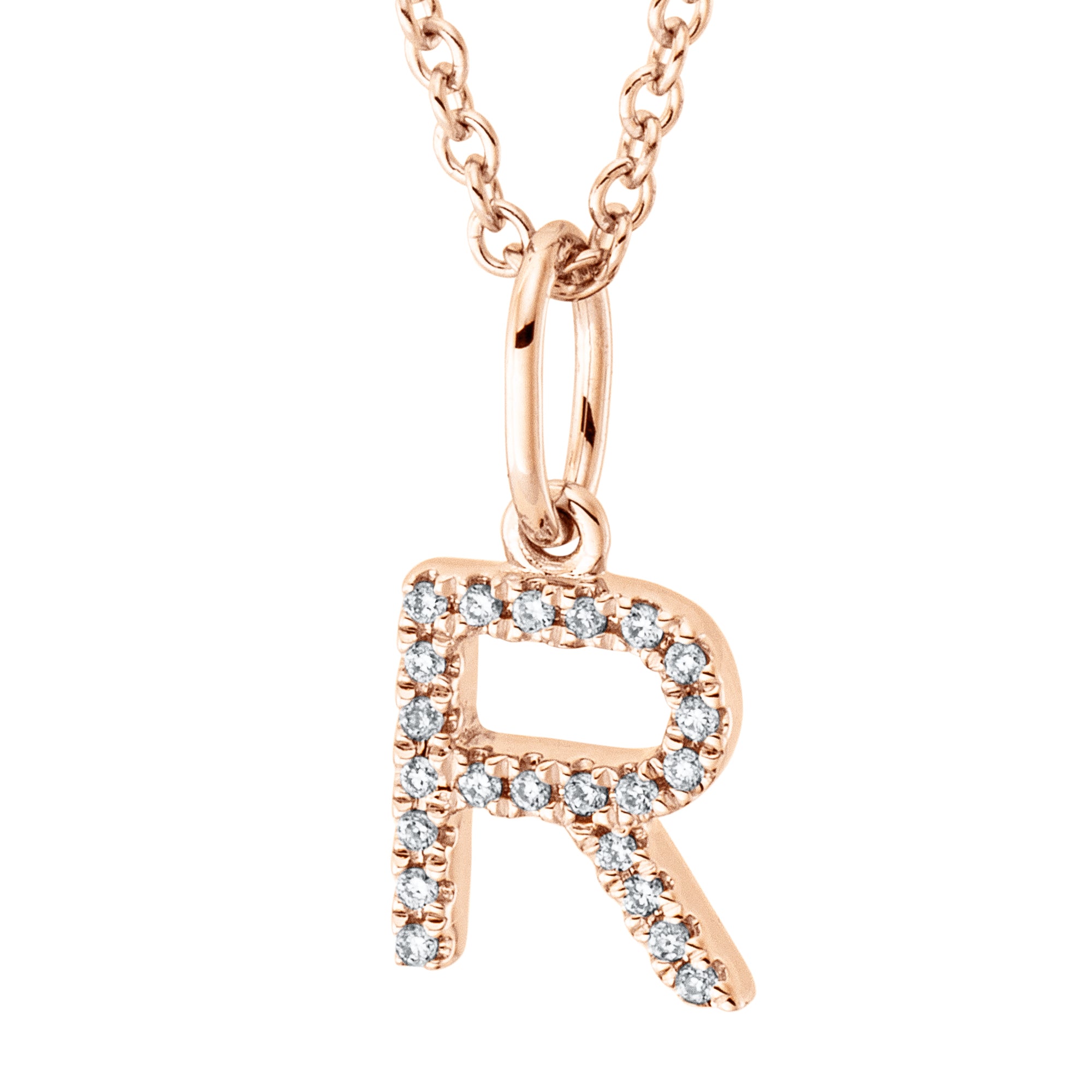 Collier pendentif serti de diamants - lettre R
