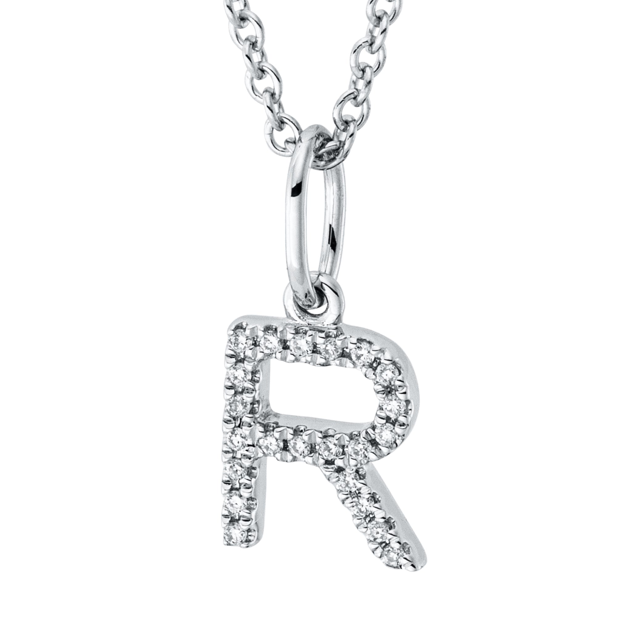 Collier pendentif serti de diamants - lettre R