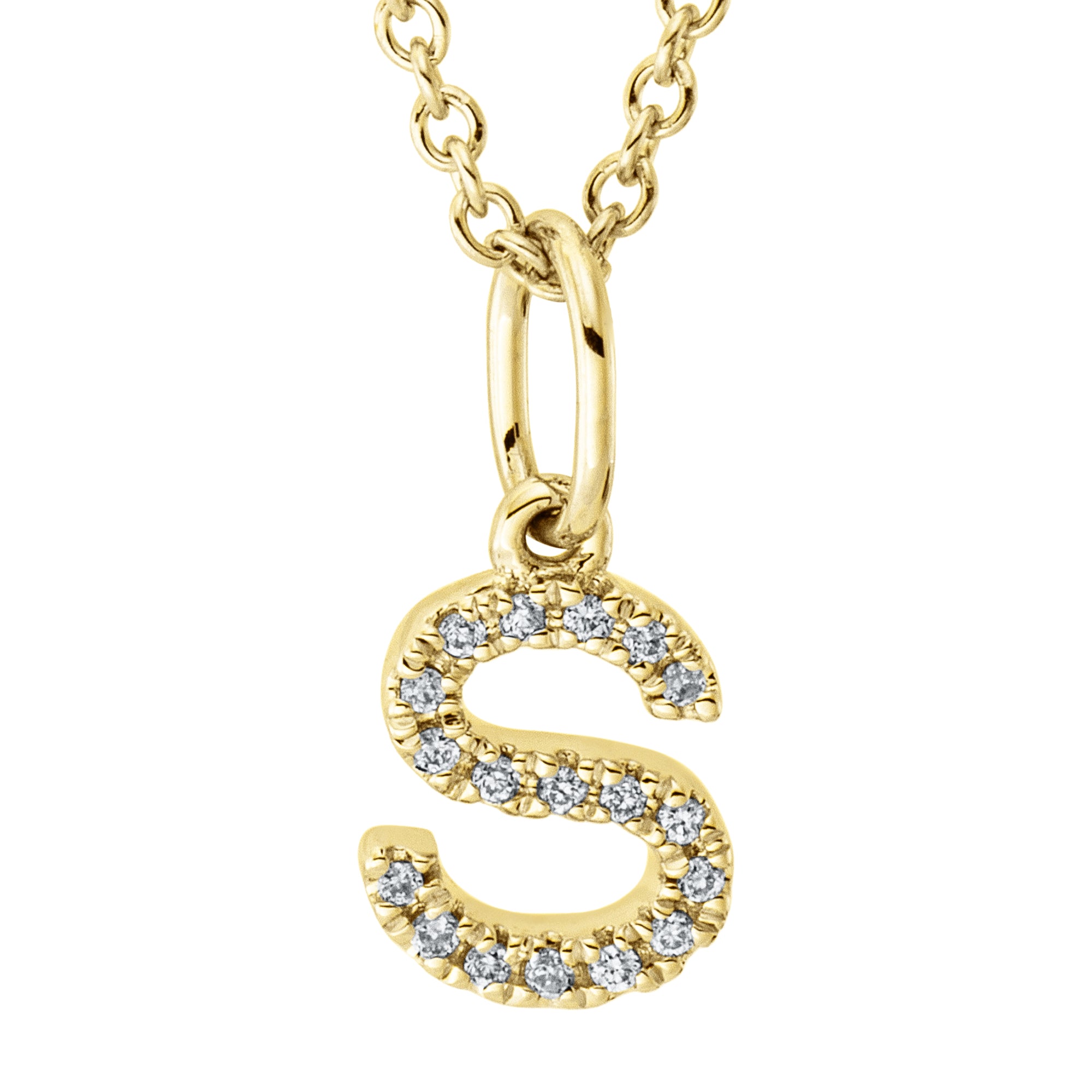 Collier pendentif serti de diamants - lettre S