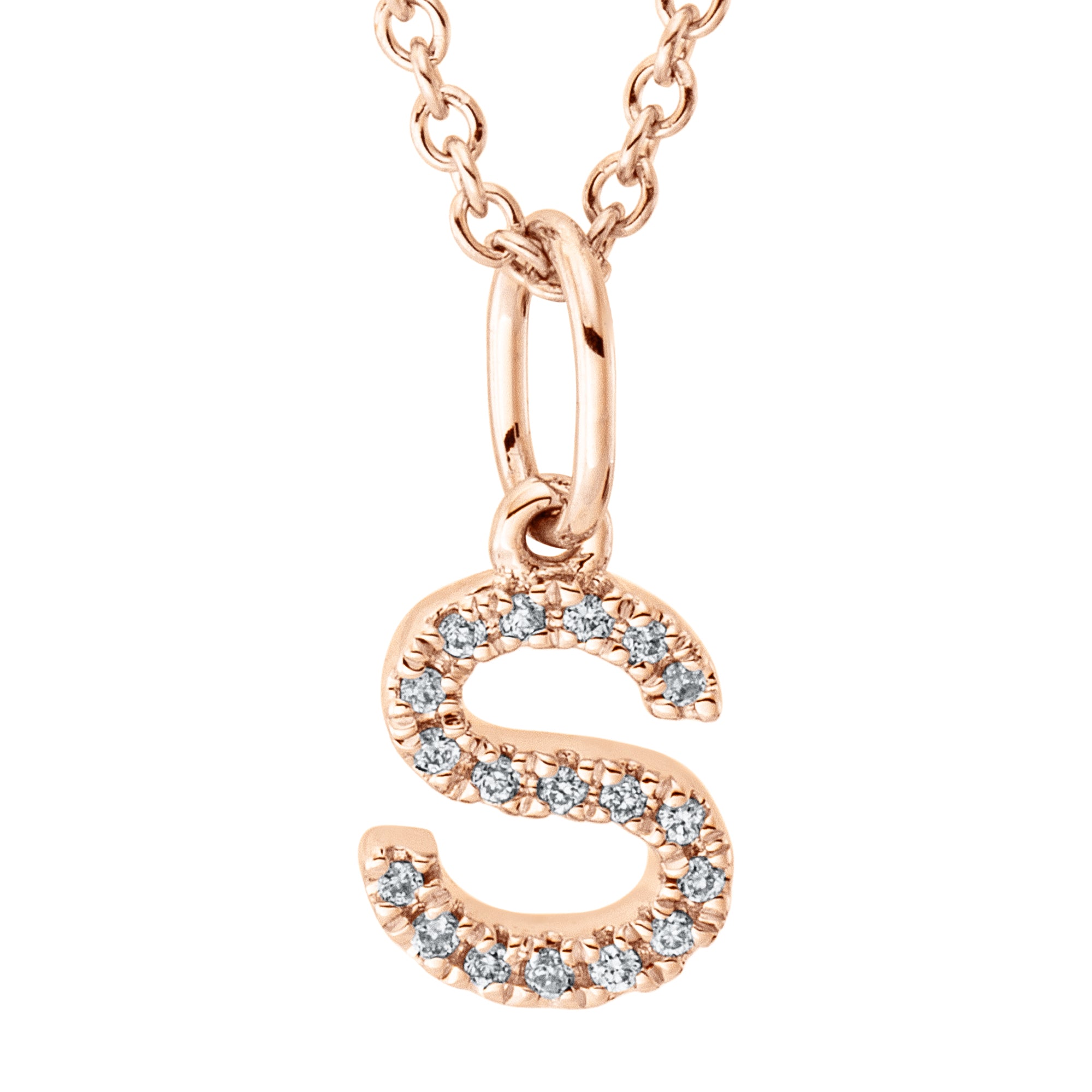 Collier pendentif serti de diamants - lettre S