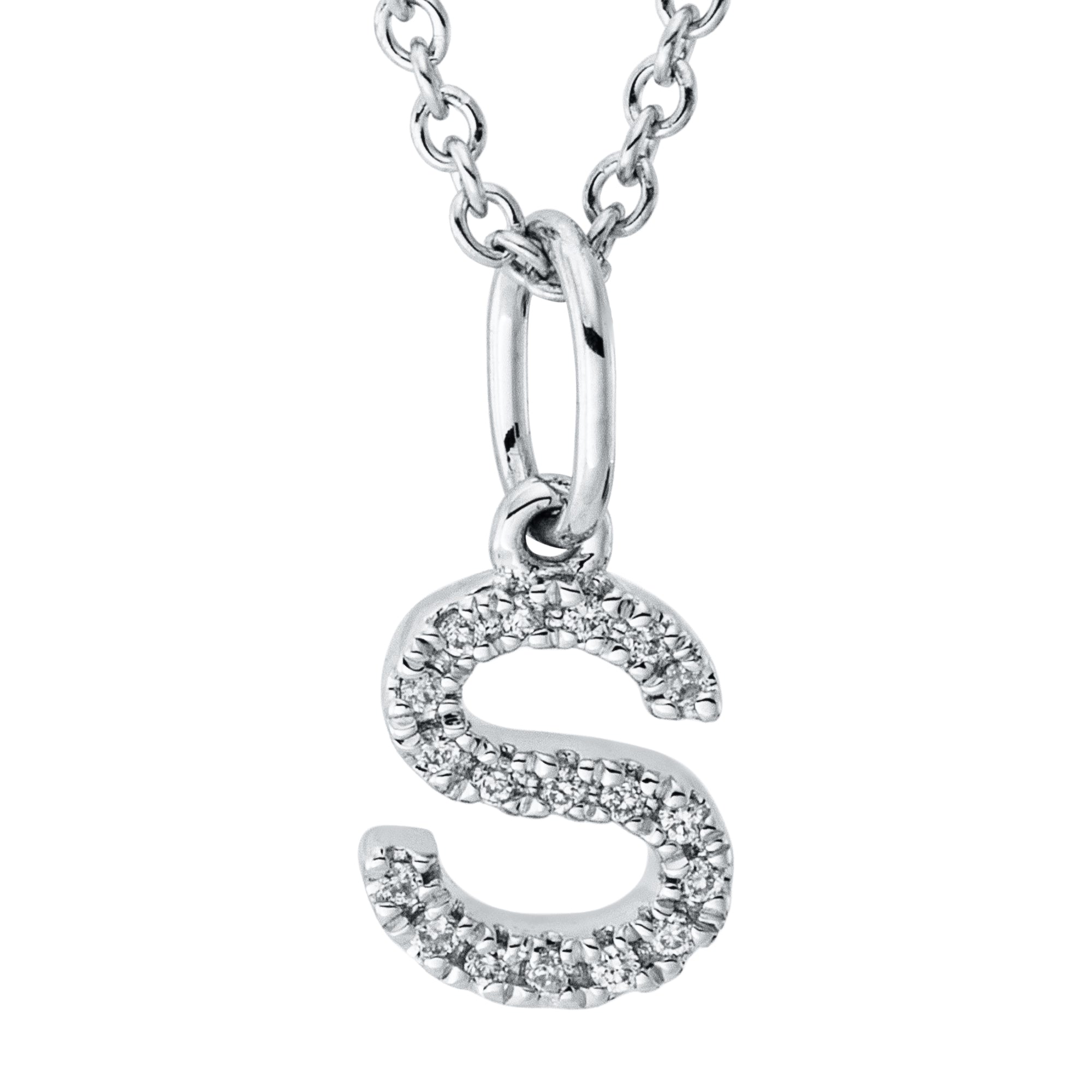 Collier pendentif serti de diamants - lettre S