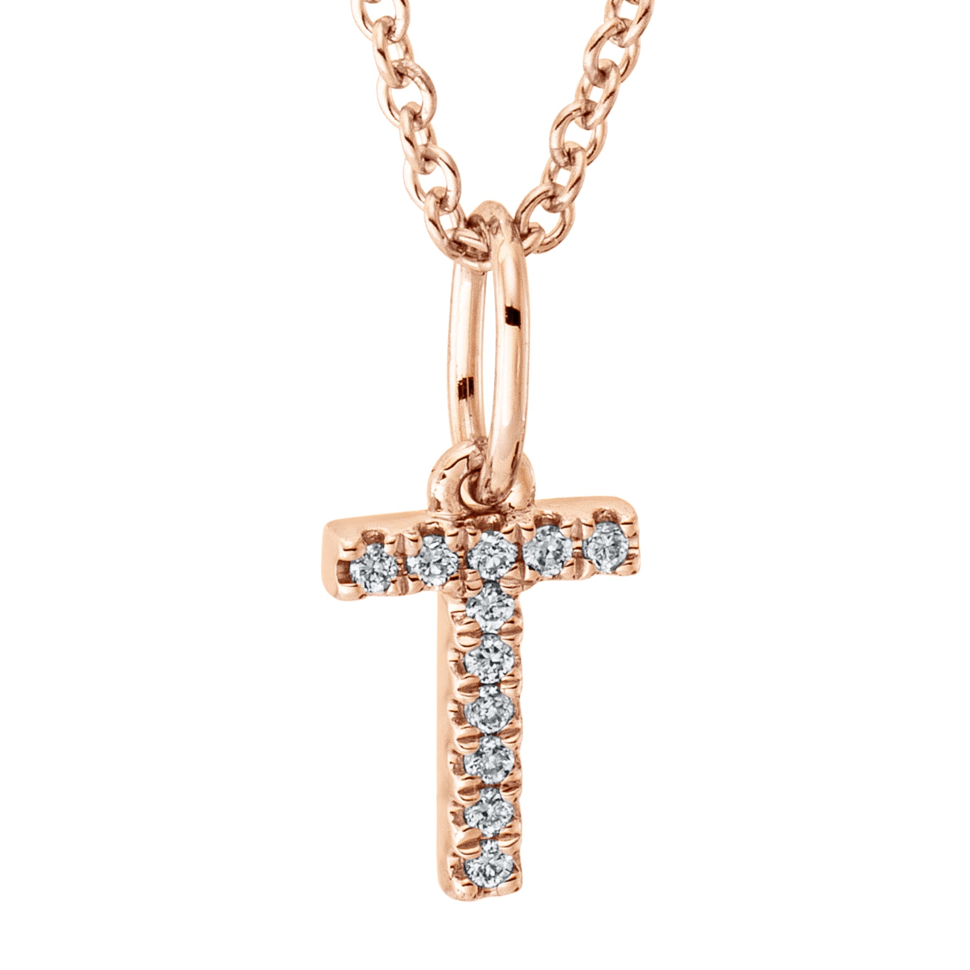 Collier pendentif serti de diamants - lettre T