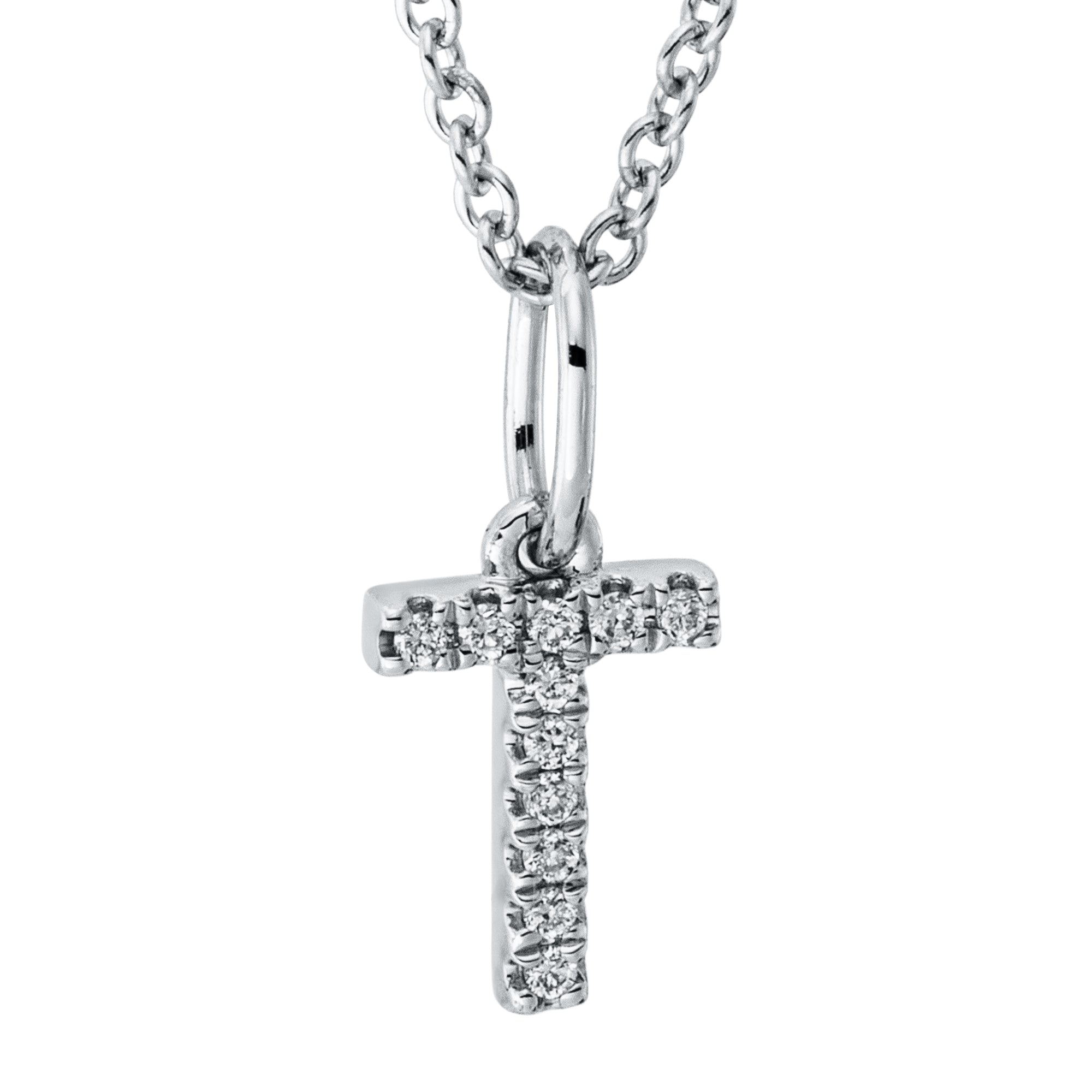 Collier pendentif serti de diamants - lettre T