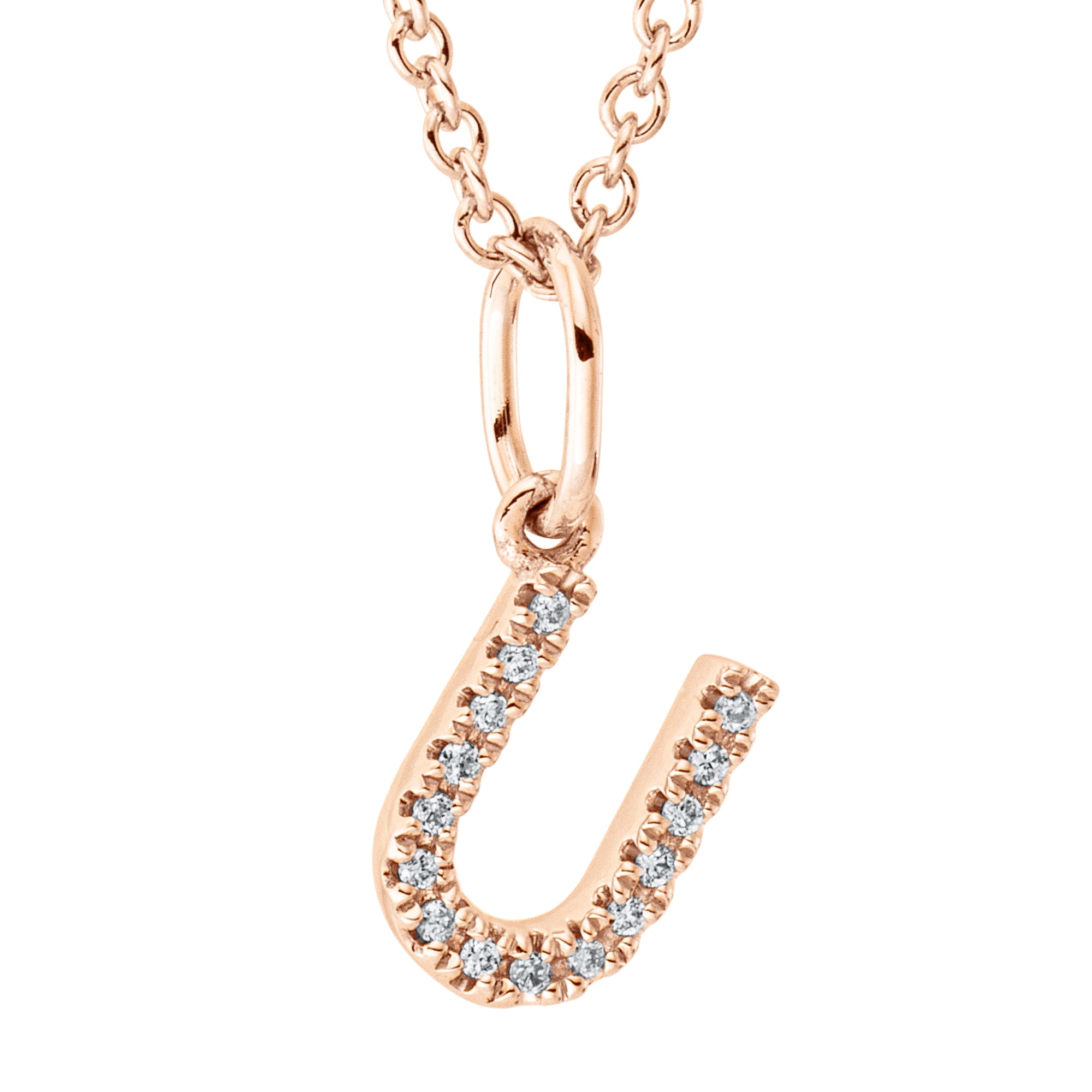 Collier pendentif serti de diamants - lettre U