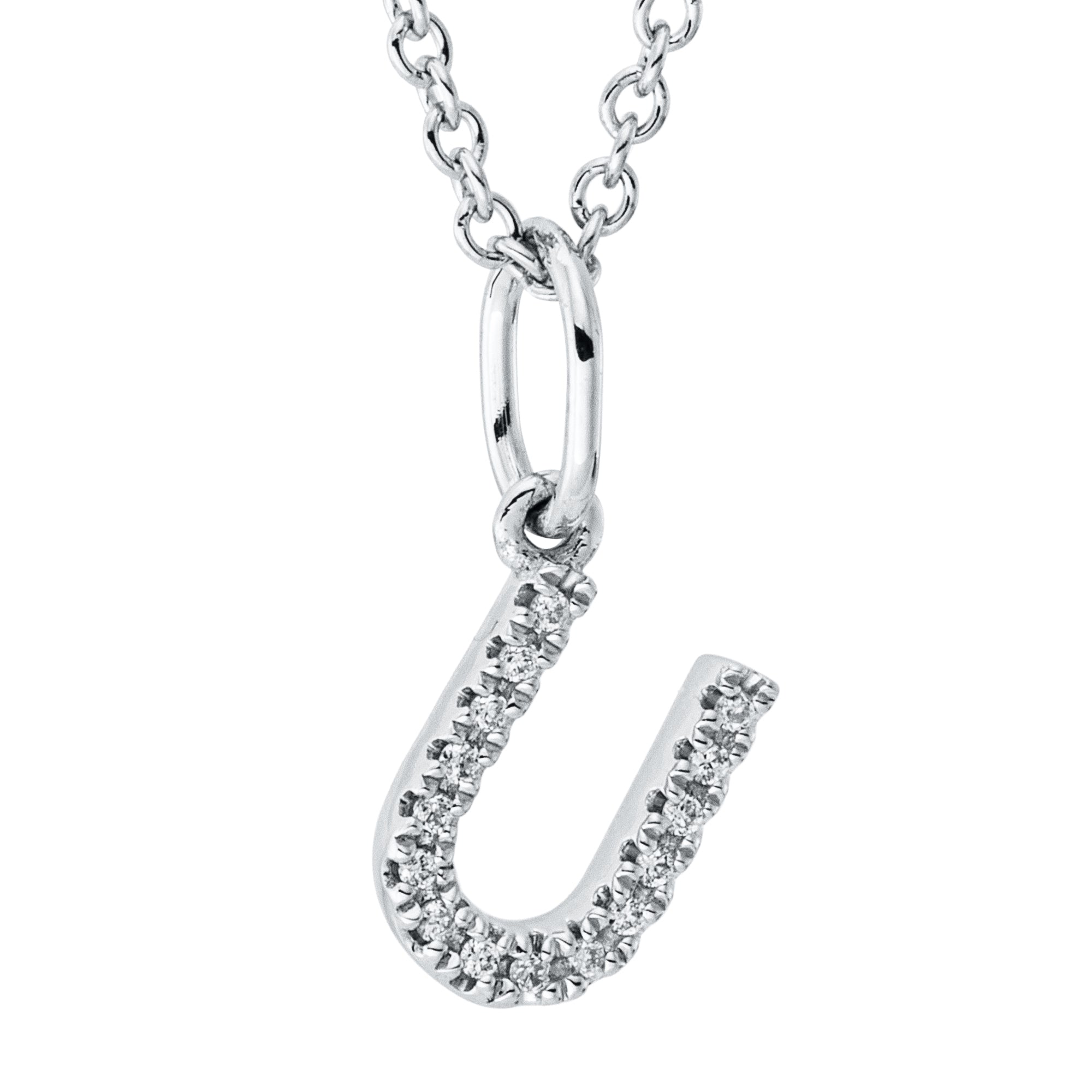 Collier pendentif serti de diamants - lettre U