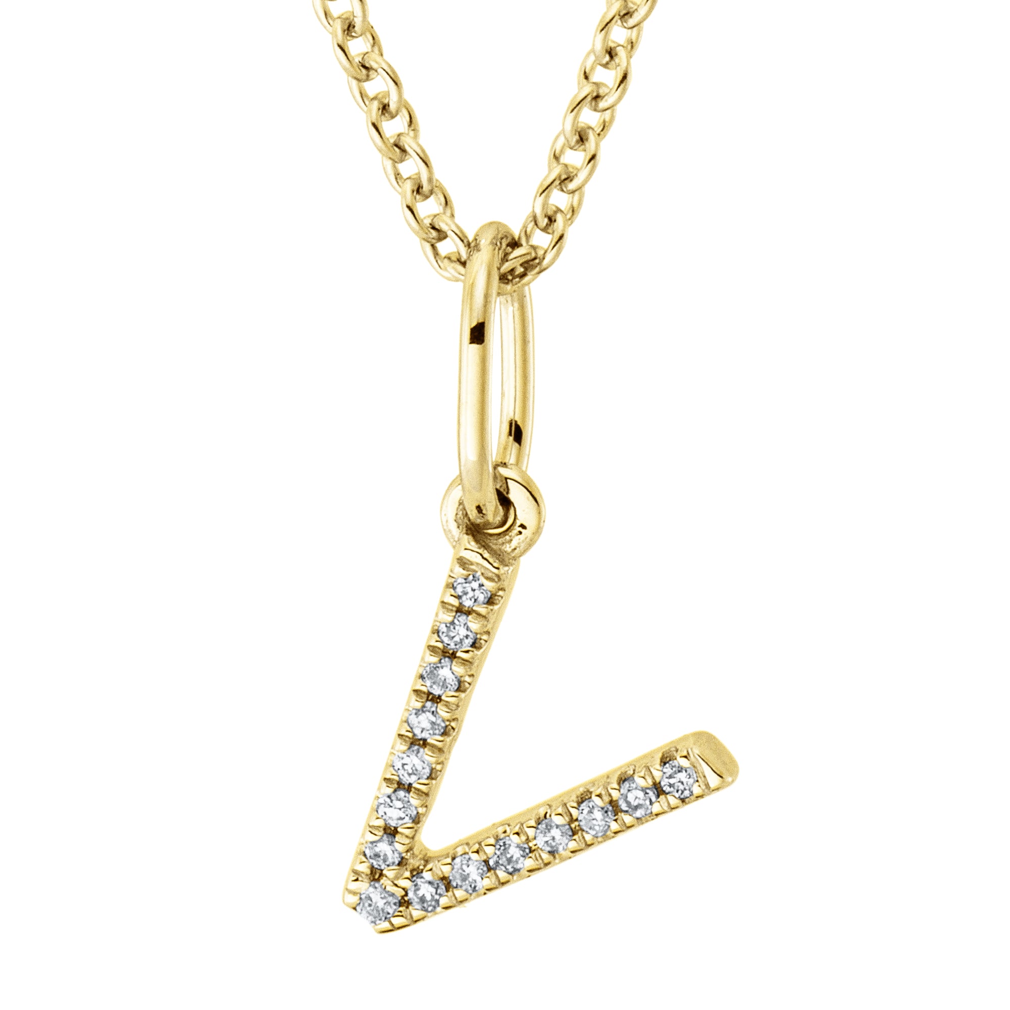 Collier pendentif serti de diamants - lettre V