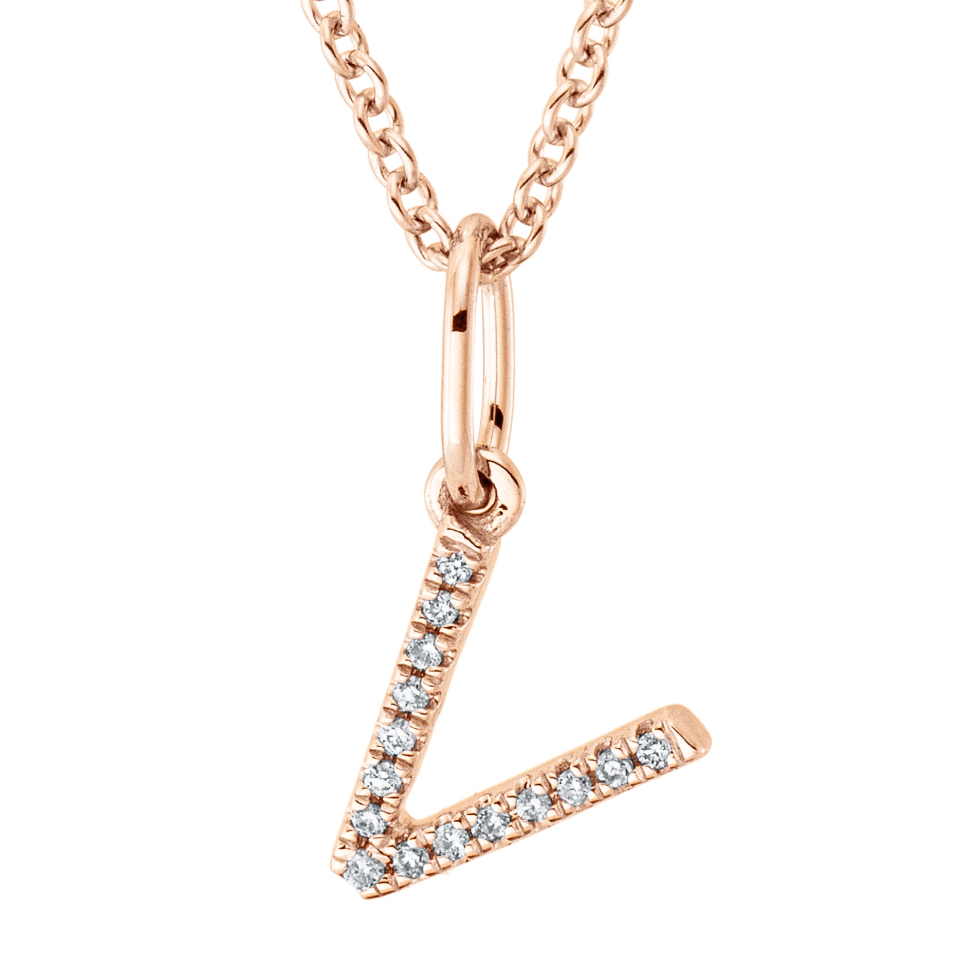 Collier pendentif serti de diamants - lettre V
