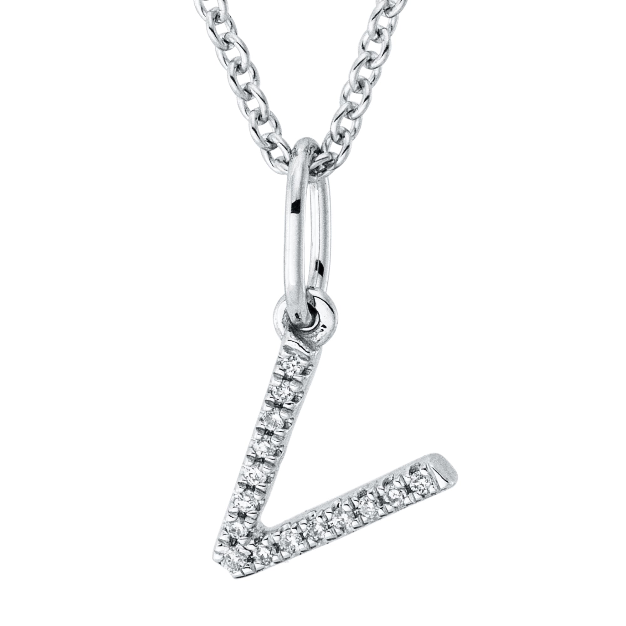 Collier pendentif serti de diamants - lettre V