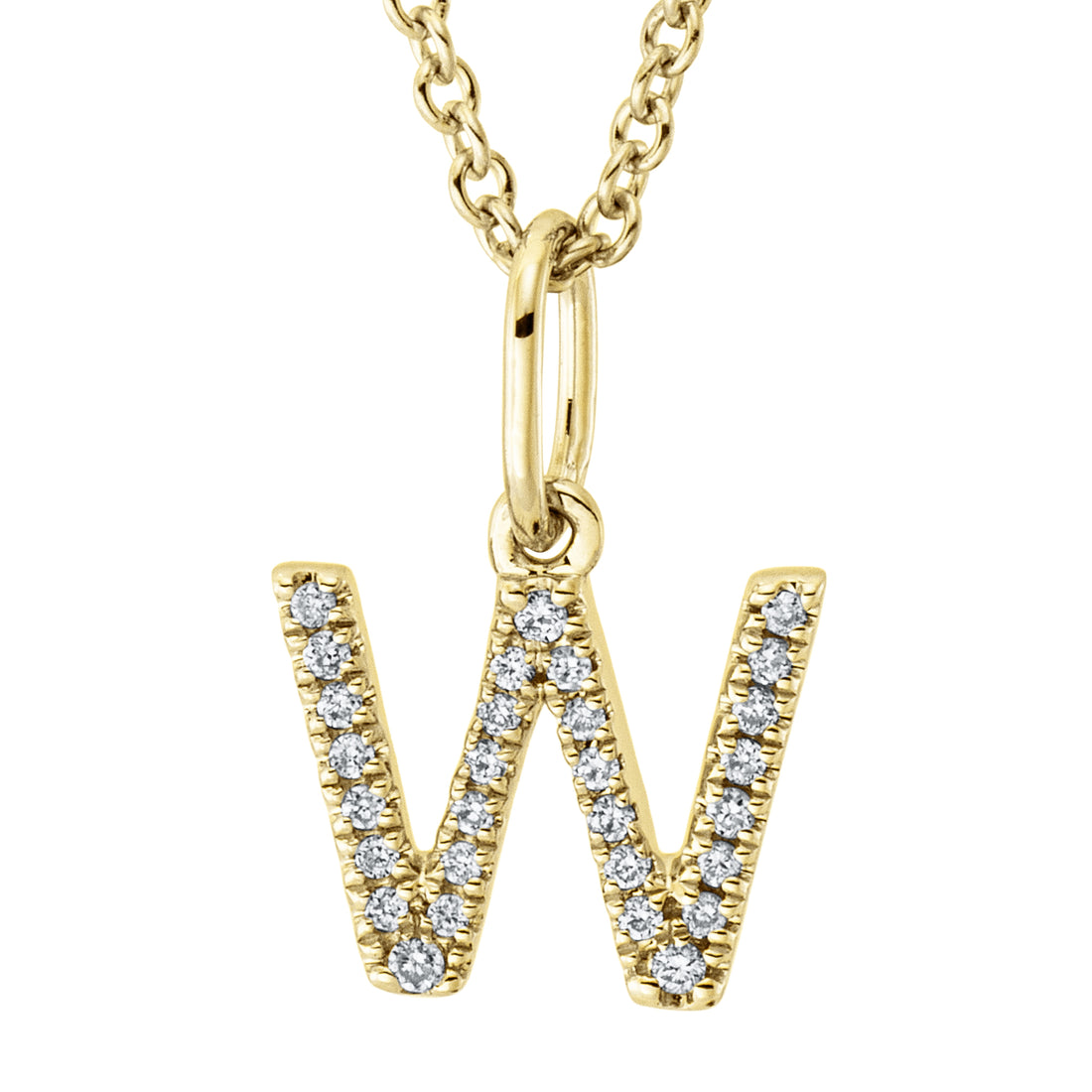 Collier pendentif serti de diamants - lettre W