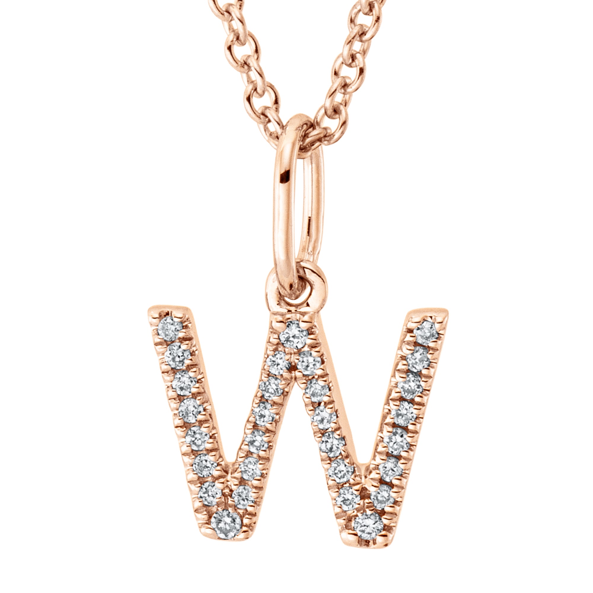 Collier pendentif serti de diamants - lettre W