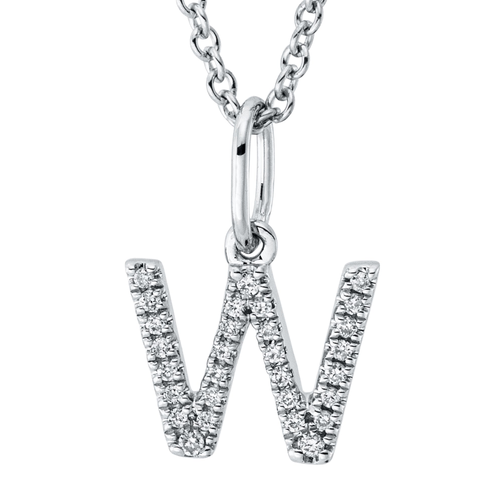 Collier pendentif serti de diamants - lettre W